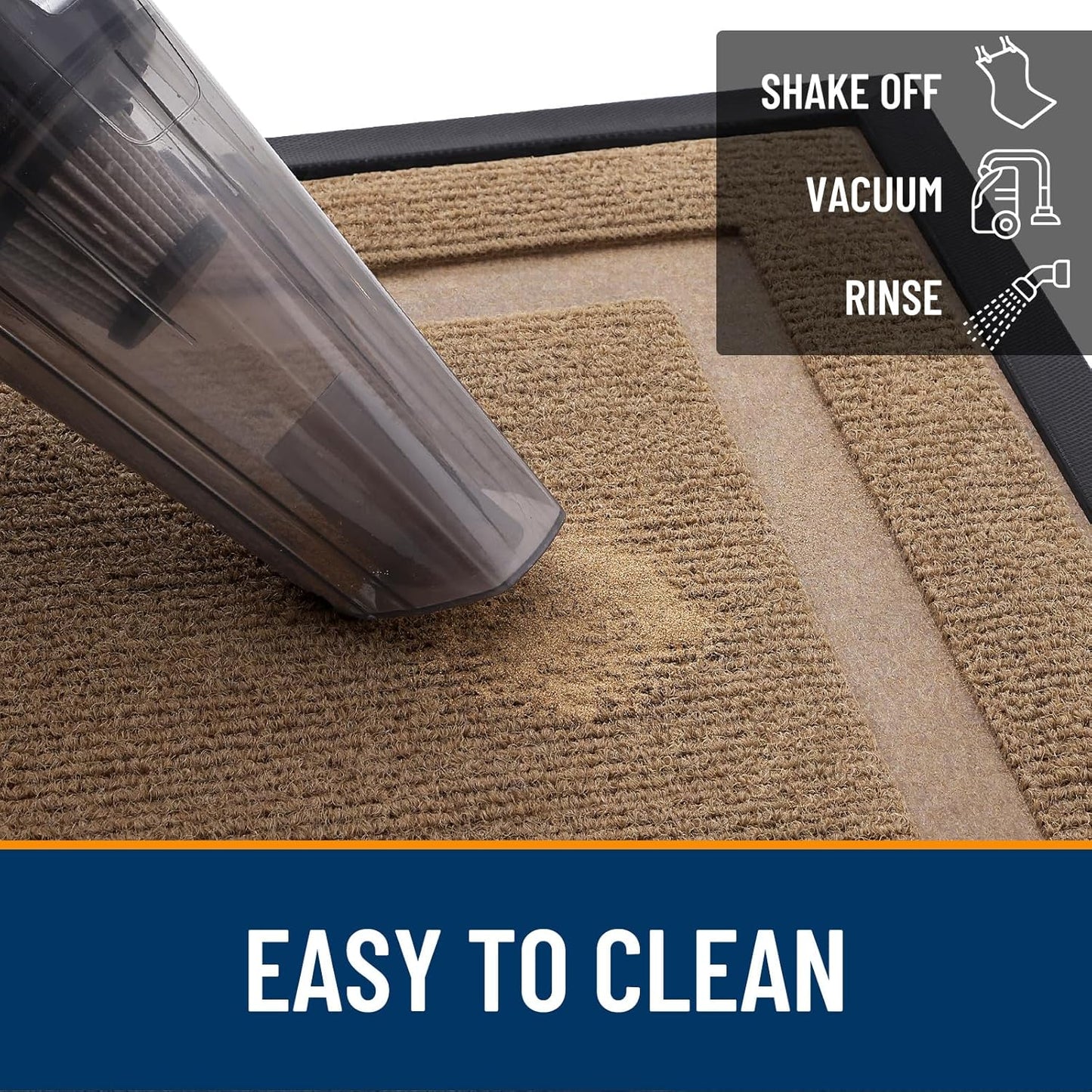 OLANLY Front Door Mat Indoor Outdoor Entrance, Waterproof All-Season, All-Weather Doormat, Sturdy Natural Rubber, Fade Resistant, Low Profile, Easy Clean Patio Porch Entryway Mat, 47x32, Light Brown