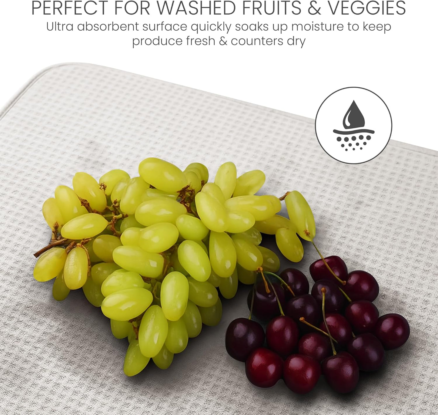 Bellemain XXL Dish Mat Microfiber Dish Drying Mat, Super absorbent (Light Grey, 17" x 24")