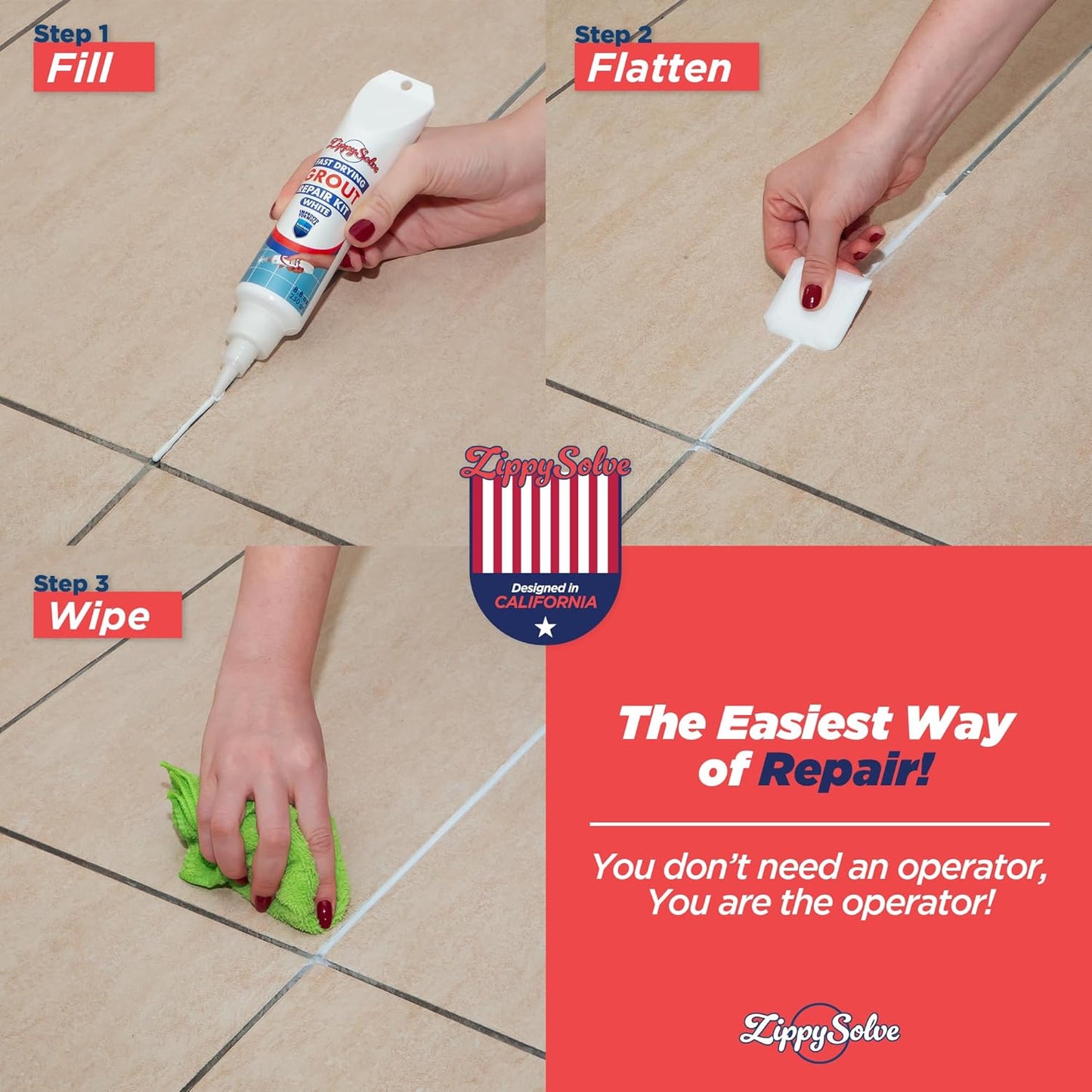 Tile Grout, Repair Kit, Restore & Renew Tile Joints Line, Fast Drying Grout Paint Squeeze Tube for Bathroom Shower Kitchen Floor, Waterproof (8.8 oz, White)