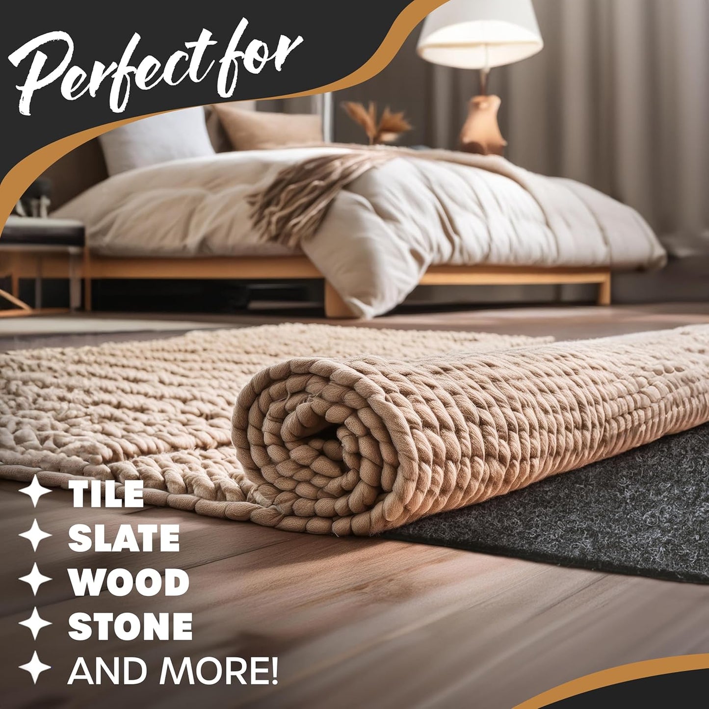 Nevlers 6x9 Rug Pad Non Slip – 1/4" Thick Felt TPO Dual-Layer Grip Mat | Anti Skid Rug Gripper for Hardwood Floors & More, Customizable Carpet Pad for Floor Protection, Floor Padding for Added Comfort