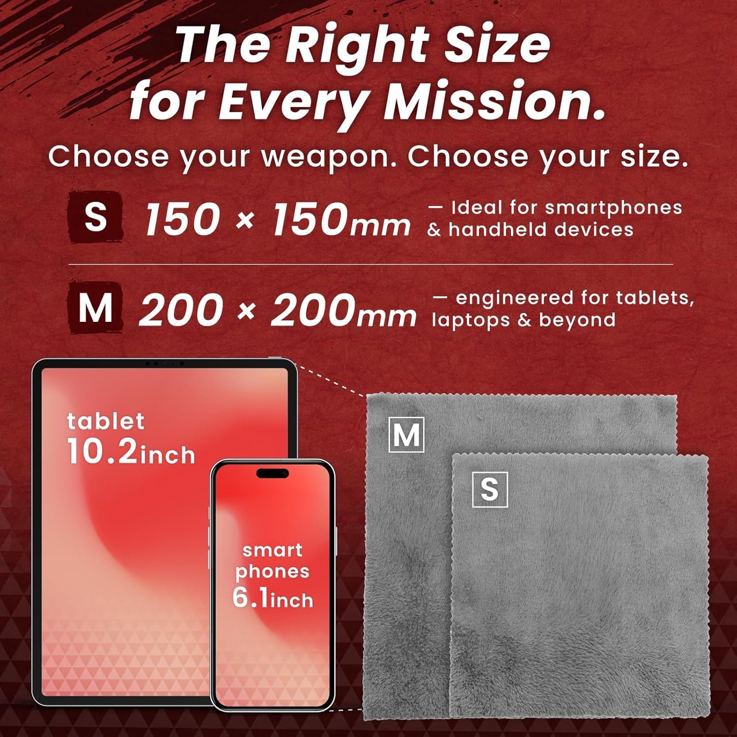 BELLEMOND「Samurai Cloth」Japanese Microfiber Cleaning Cloth | Washable, Reusable, Lint Free Cloth for Phones, Laptops, Lenses, Screens & Electronics | Made in Japan | Medium | 2 Pack