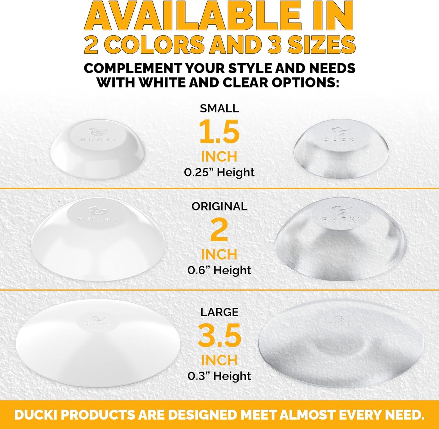 Ducki Wall Protectors -4 Pack White- Self Adhesive, Reusable Solution for Stopping Wall Damage & Noise from Doors, Refrigerators & More in Your Home or Office - Durable, Shock Absorbent & Discreet
