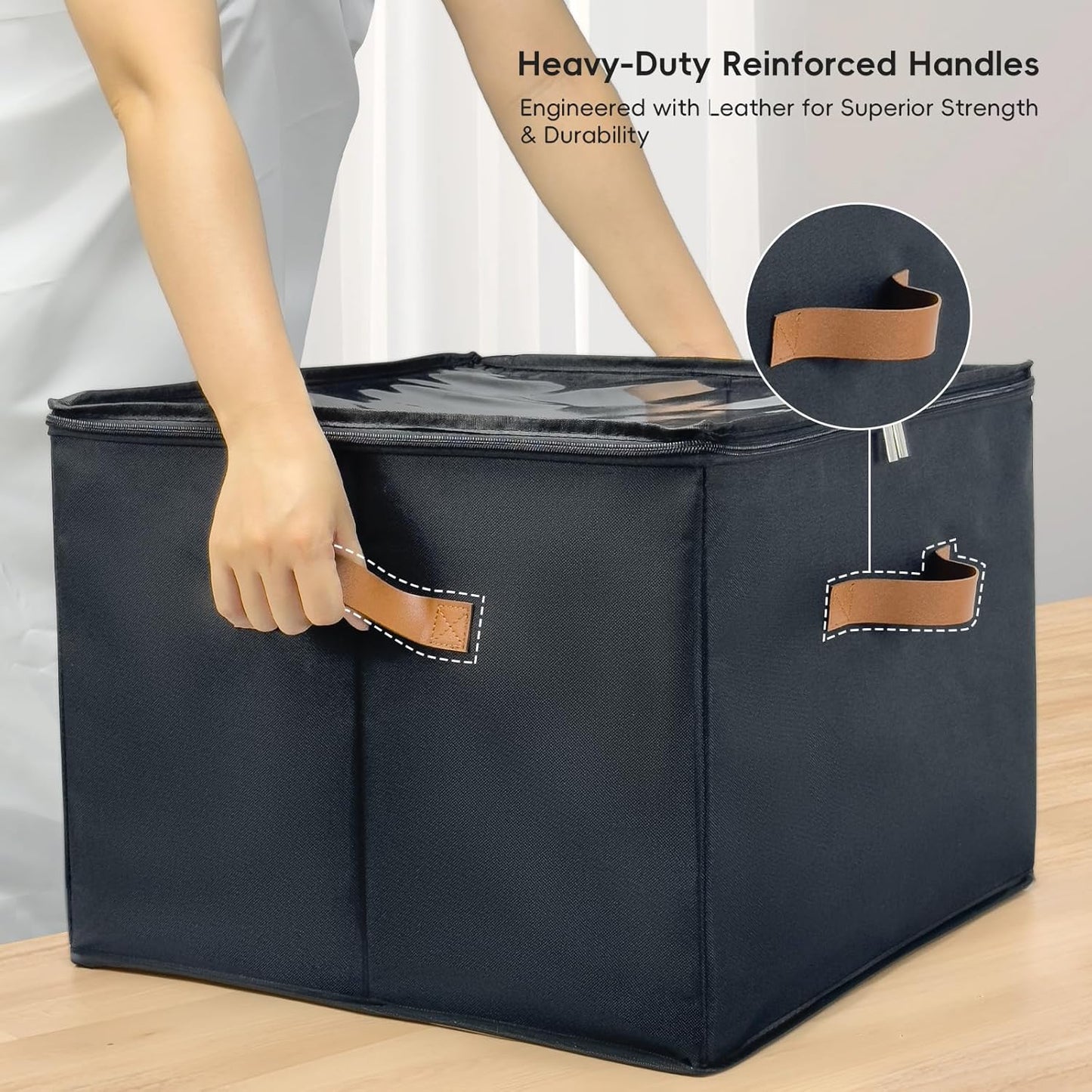 Shoe Organizer for Closet, 3 Pack Shoe Storage Bins with Clear Cover, Adjustable Dividers Fits 24-48 Pairs, Black