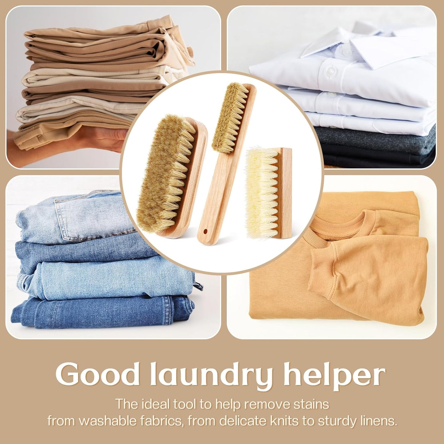 3 Pcs Wood Laundry Stain Brush Stain Remover Brushes with Boar Bristle Small Stain Brush for Clothes for Scrubbing Stains from Furniture Fabric Leather(3 Pcs F)