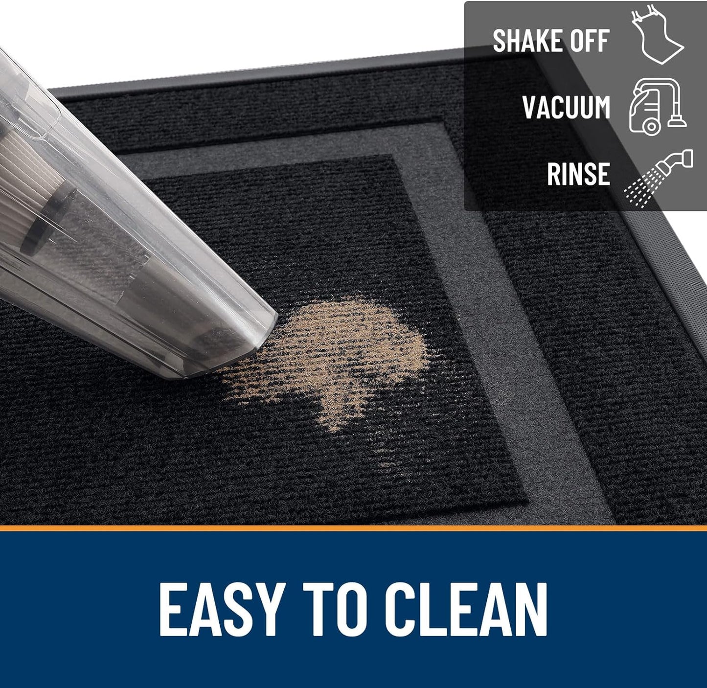 OLANLY Front Door Mat Indoor Outdoor Entrance, Waterproof All-Season, All-Weather Doormat, Sturdy Natural Rubber, Fade Resistant, Low Profile, Easy Clean Patio Porch Entryway Mat, 71x47, Black