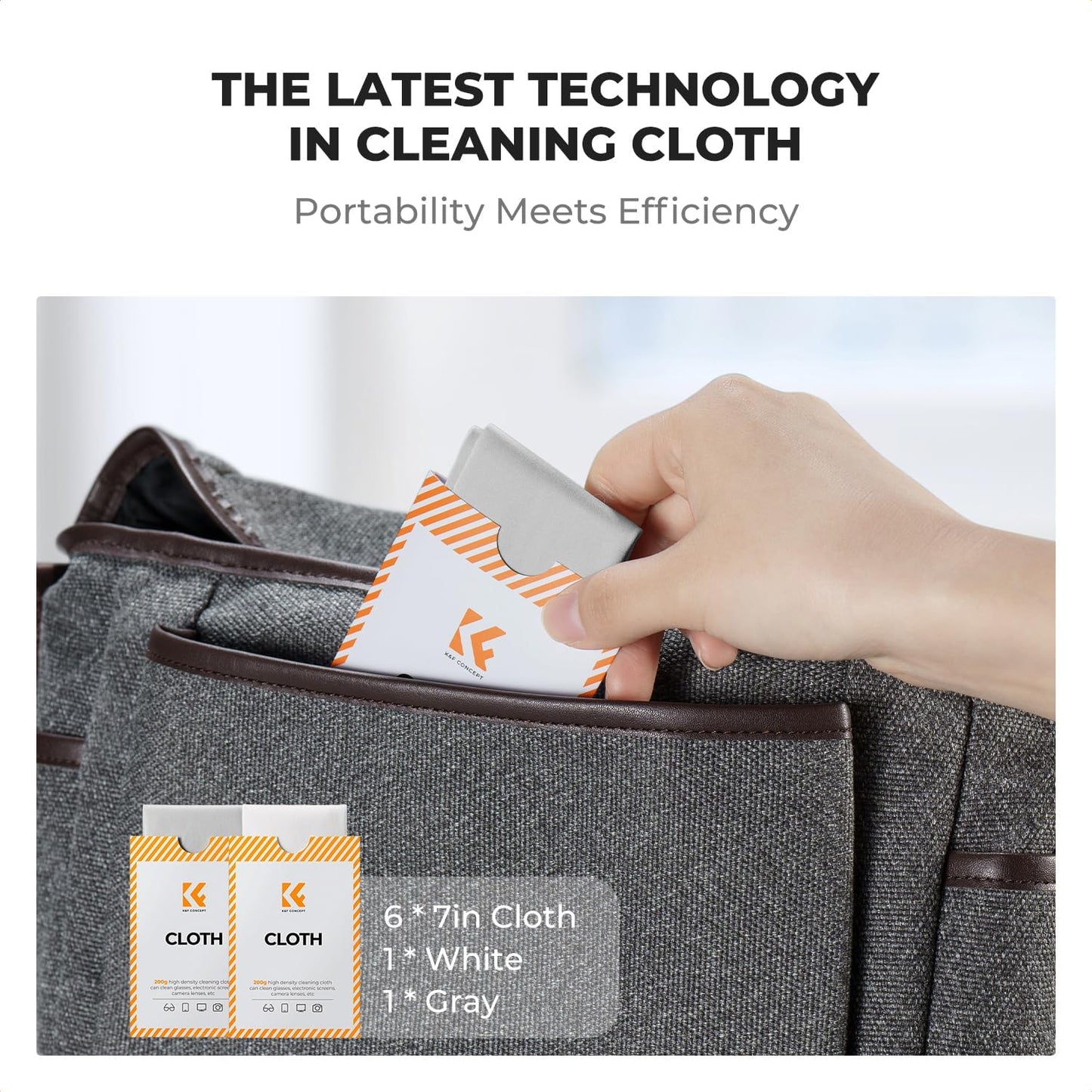 K&F CONCEPT 2 Pack Lens Cleaning Cloth | Microfiber Cleaning Cloth | Glasses Cleaning Cloths | Eyeglass Lens Cleaner | Eyeglasses, Camera Lens, VR/AR Headset, and Screen Cleaning | White & Grey