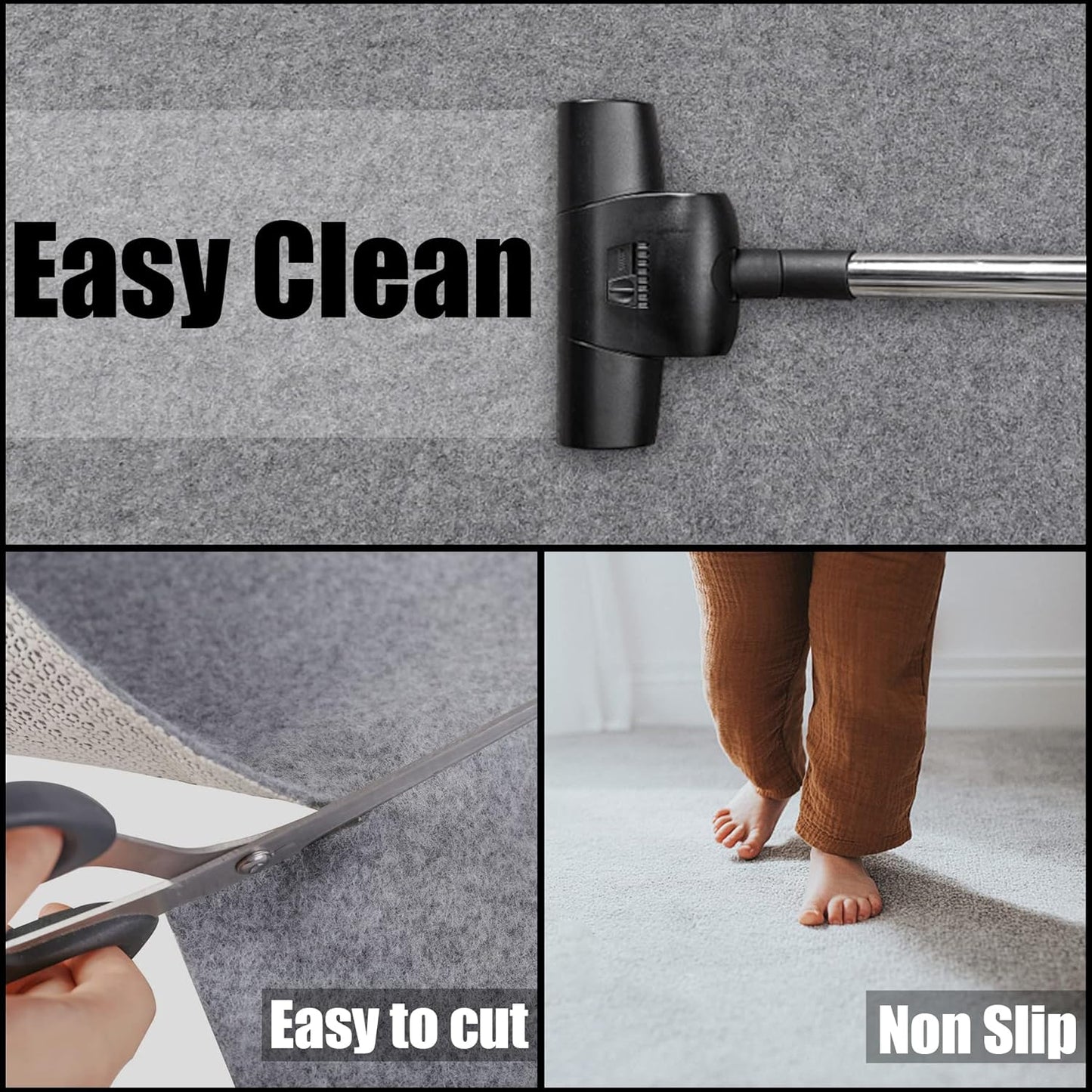 Non Slip Rug Pad Grippers - 6x9, 1/4" Thick, Felt + Rubber Double Layers Area Carpet Mat Tap