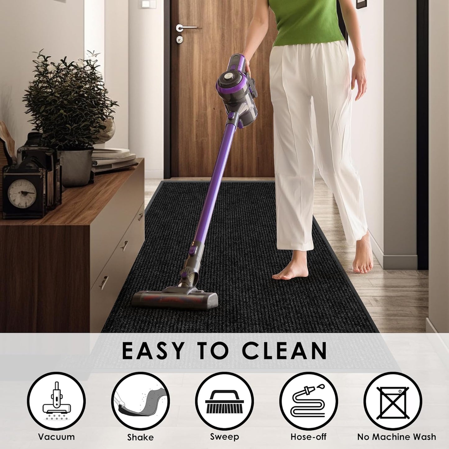 2′ x 3′ Front Door Mat Indoor Outdoor Entrance, Commercial Floor Mat Heavy Duty Dirt Trapper Entryway Doormat, Custom Size Non Slip Rubber Backing Welcome mat, Door Mat for High Traffic Area