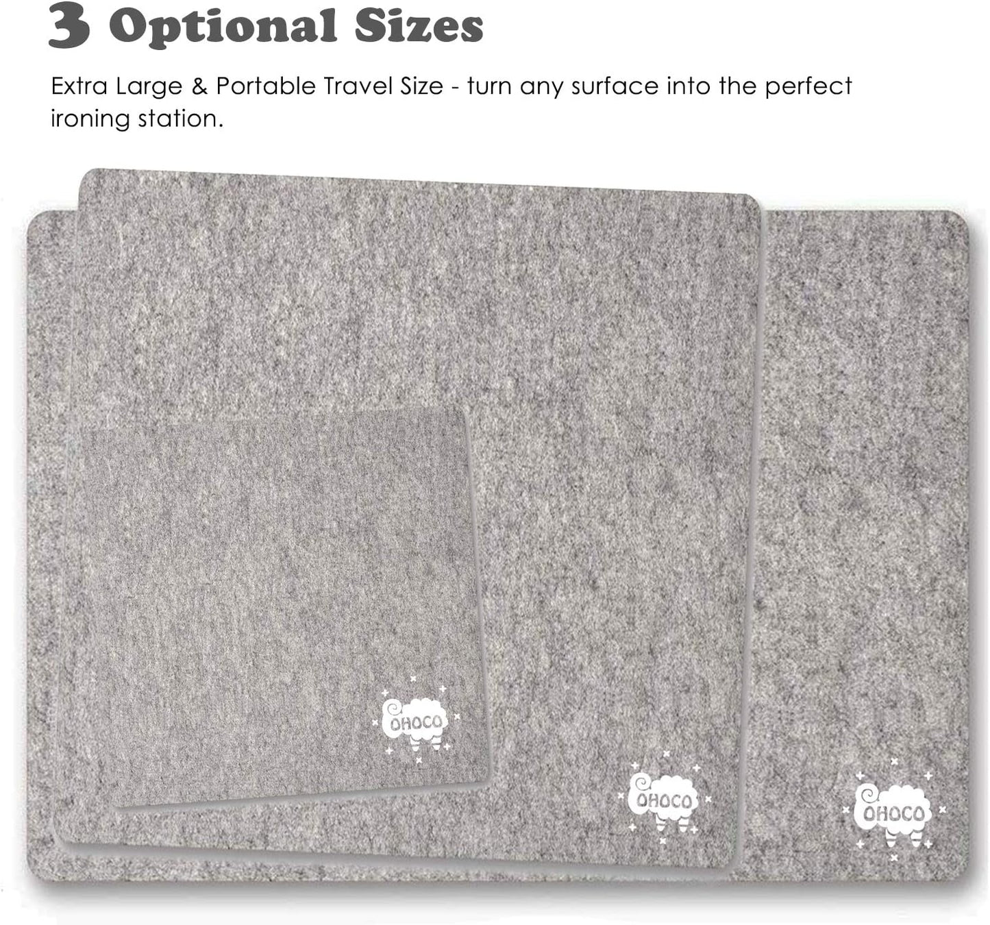 Wool Pressing Mat for Quilting - 9" x 9" Portable Travel Size Felt Ironing Pad 1/2" Thick, 100% New Zealand Wool for Ironing, Sewing, Cutting on Ironing Board, Tabletop, Dryer, Countertop