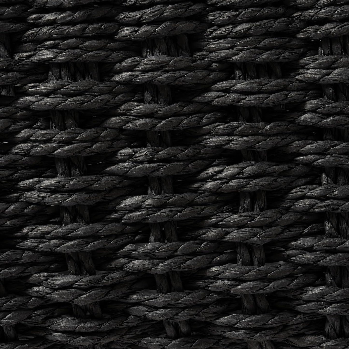 LA JOLIE MUSE Small Wicker Baskets for Organizing, Recycled Paper Rope Storage Basket Container Bins for Shelves Bathroom Cupboards Drawer, Decorative Square Basket Organizer Set of 3, Black