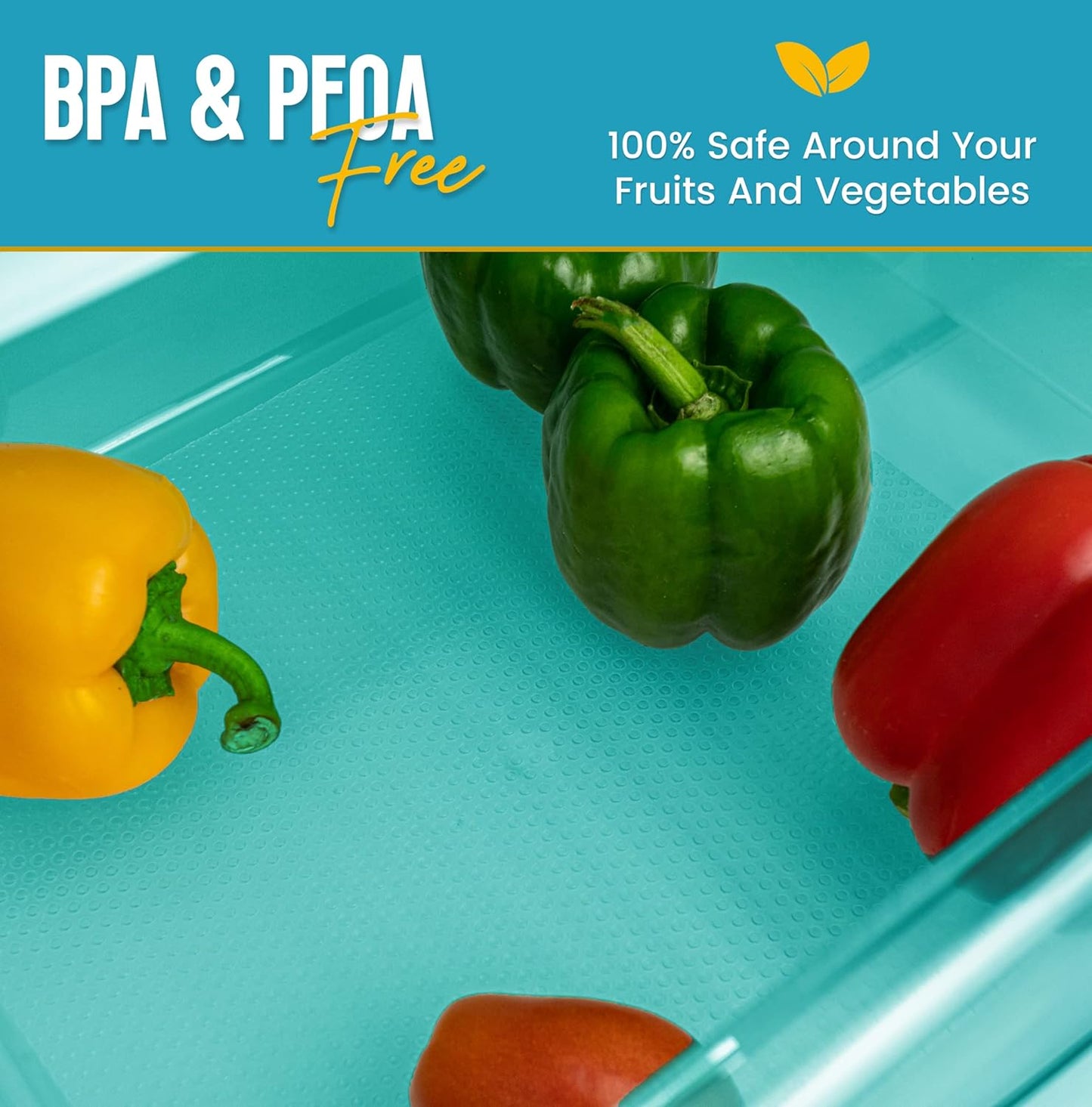 Refrigerator Liners for Shelves (16 Pack) by Linda’s Essentials - Non-Adhesive Shelf or Drawer Liner, BPA-Free Fridge Mats for Kitchen & Cabinets, Easy to Clean, Ideal Household Essentials (Blue)