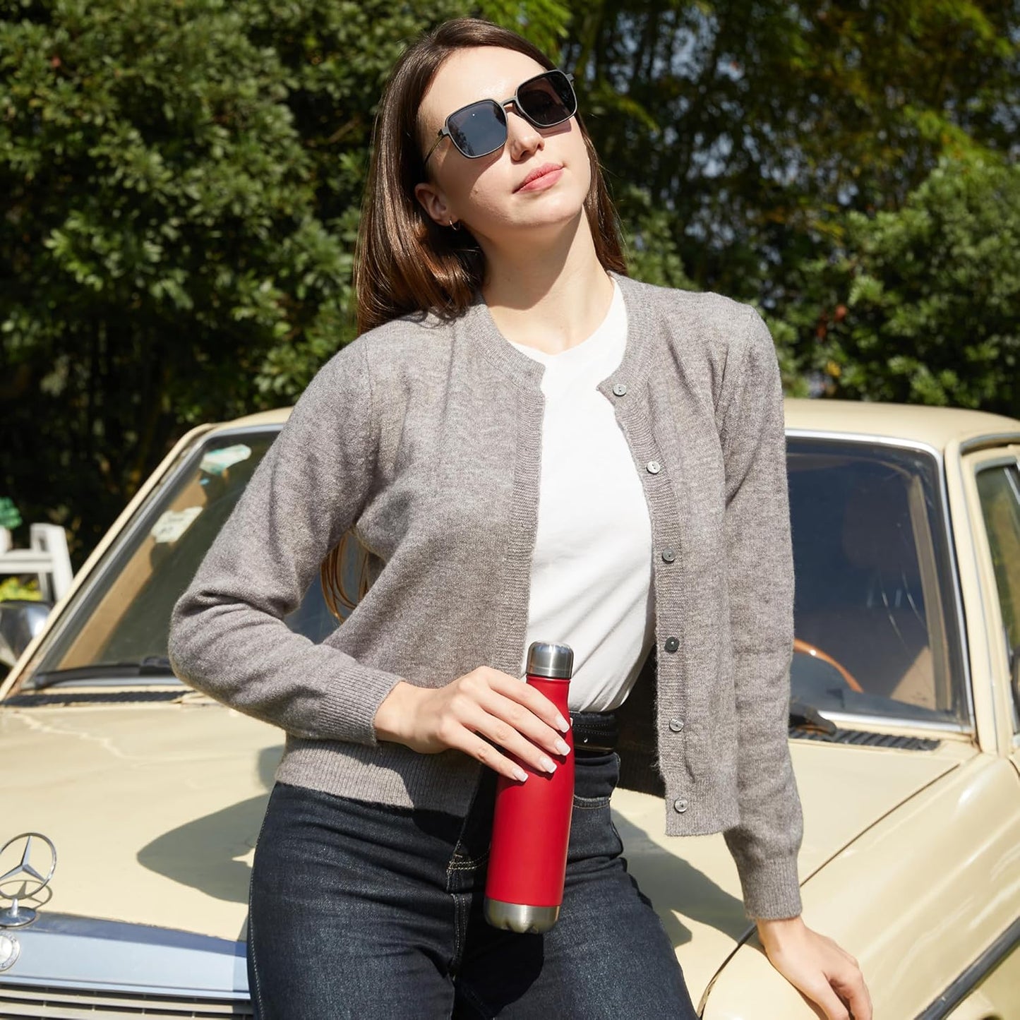 MEWAY 17oz Sport Water Bottle 8 Pack Vacuum Insulated Stainless Steel Leak-Proof Double Wall Cola Shape Water Bottle,Keep Drinks Hot & Cold (Red,8 Pack)