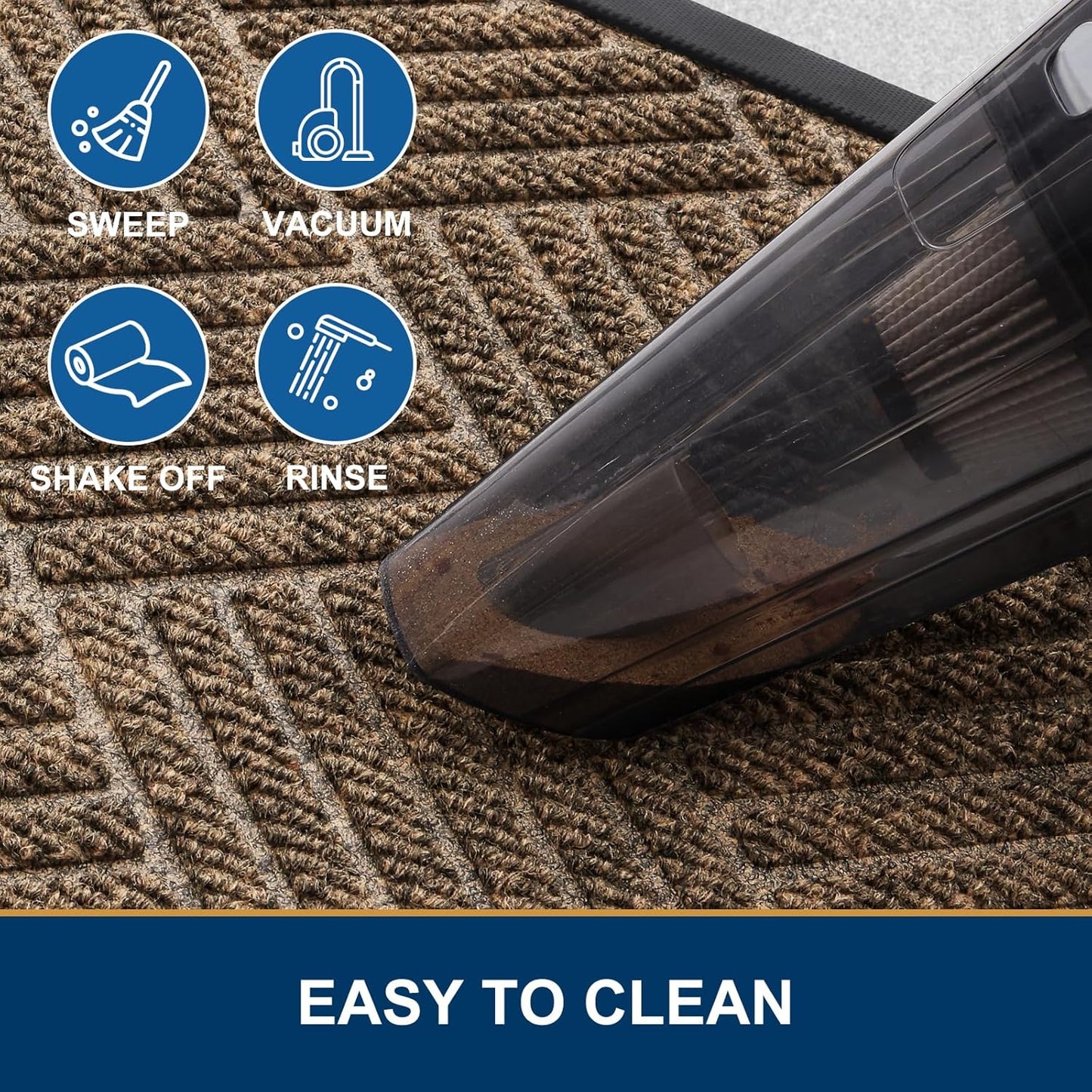 Smiry Half Circle Front Door Mat Outside Entrance, Heavy Duty Outdoor Indoor Natural Rubber Doormat, Non Slip, Trap Dirt and Moisture, Easy Clean, Low Profile Patio Porch Entryway Mat, 29.5x17, Brown