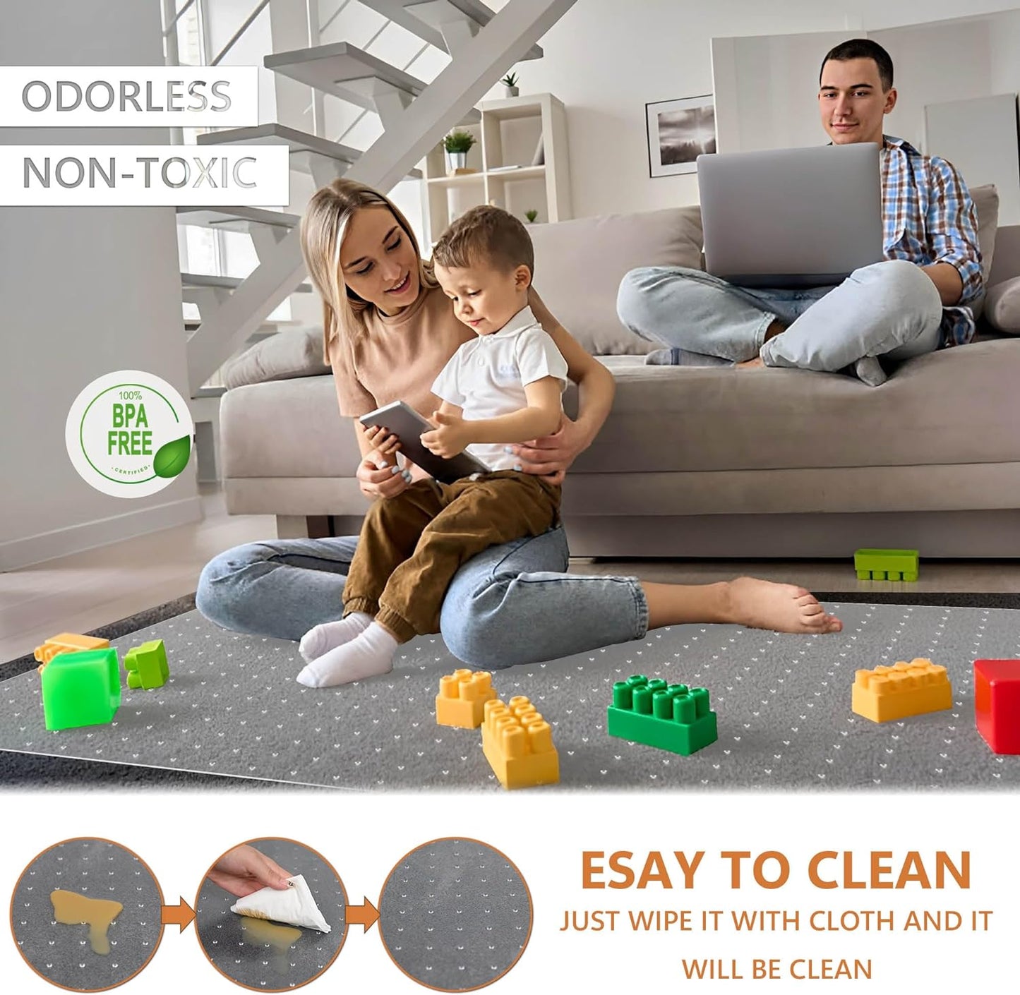 Office Chair Mat for Carpets - 35” x 55” Clear Carpet Chair Mats for Low Pile Carpeted Floors Home Office, Studded Floor Mat for Office Chair on Carpet