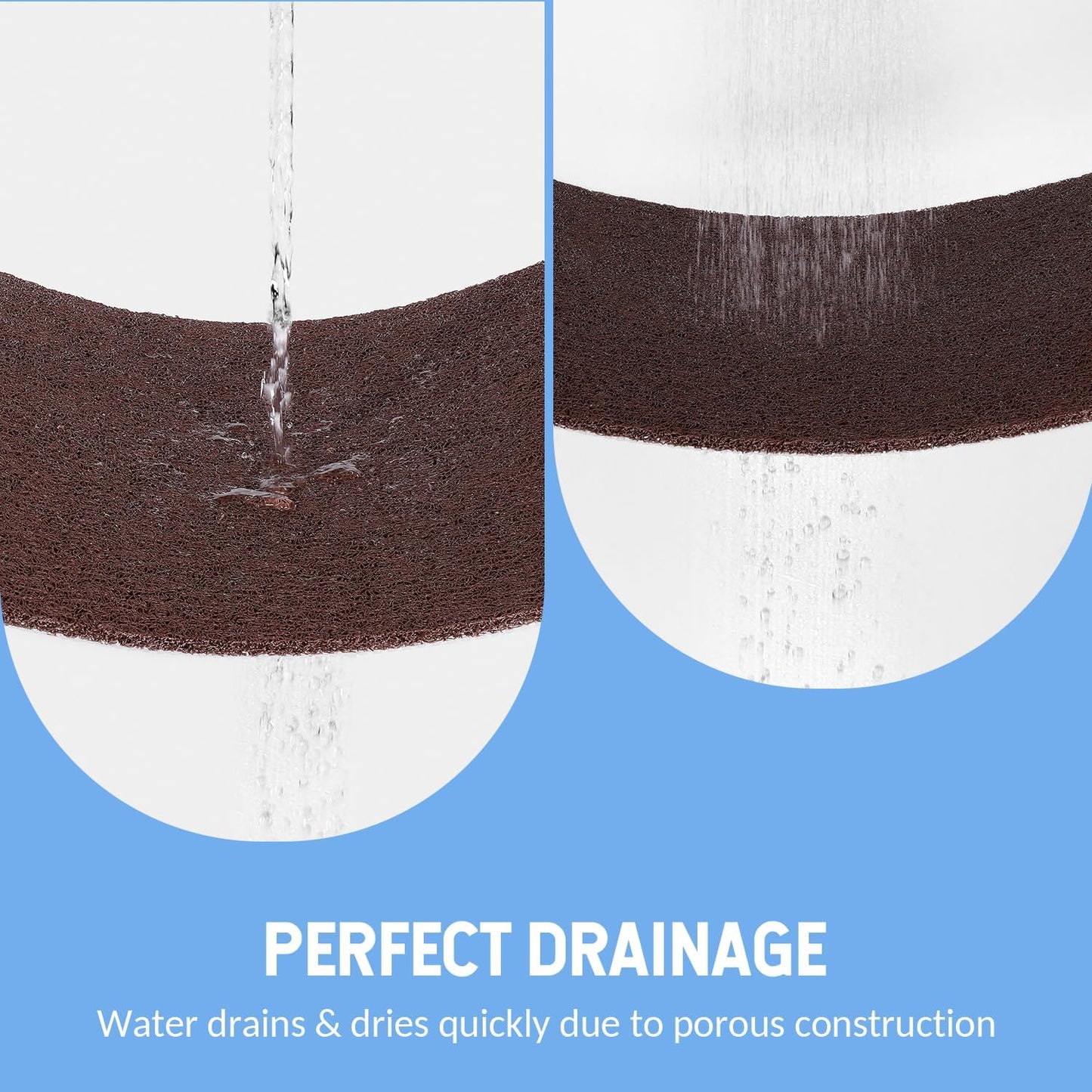 Non-Slip Bathtub Mat, 2 Pack Anti Slip Shower Mat, Fast Drying Bathtub Mats, Foot Scrubber Mat, Anti Slip Mat for Tub, Floor, Bathroom, Kitchen, Home, Hotel (Brown 24"×16"+24"×16")