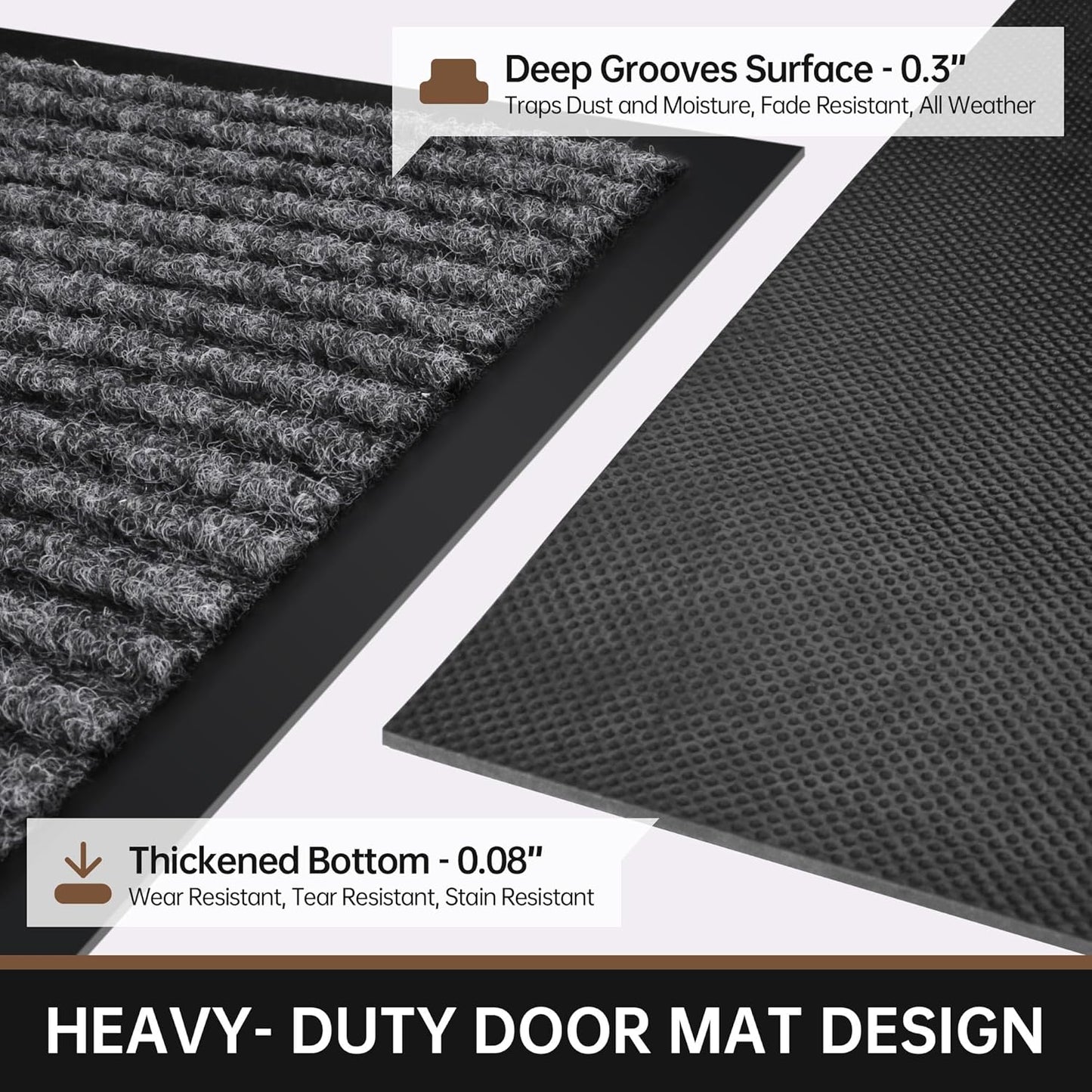 Front Door Mat, 10' x 36" Heavy Duty Indoor Outdoor Doormat, Non-Slip Welcome Mats for Entryway, Rubber Backing Low Profile Commercial Door Mats