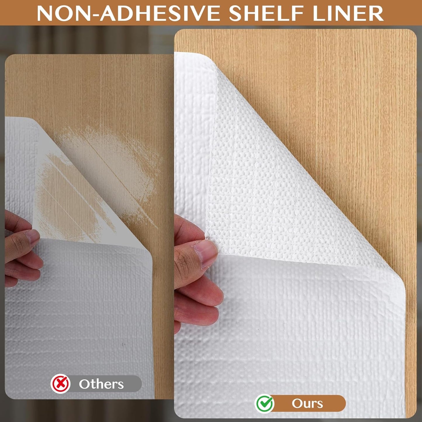 Non-Adhesive Shelf and Drawer Liner for Kitchen Cabinets, 12 in x 10FT Strong Non-Slip Cabinet Liners for Shelves, Refrigerator, Pantry Storage, Bathroom Closet, Easy to Clean & Cut, White