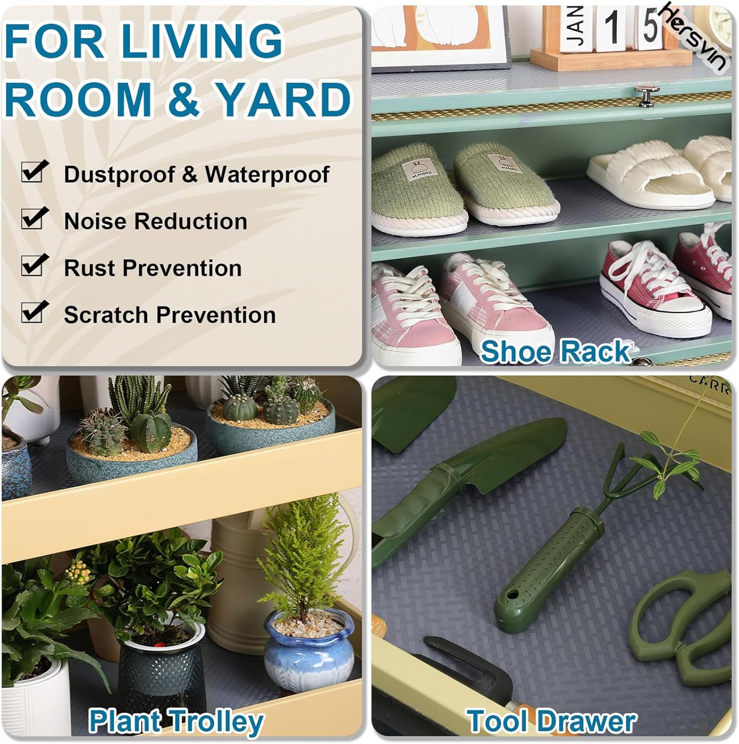 Shelf Liners 24 in x 20 ft EVA Drawer Mats, Non-Adhesive Cupboard Pad, Kitchen Cabinet Lining Fridge Cushion (Gray Crossed Stripe, 61x610cm)