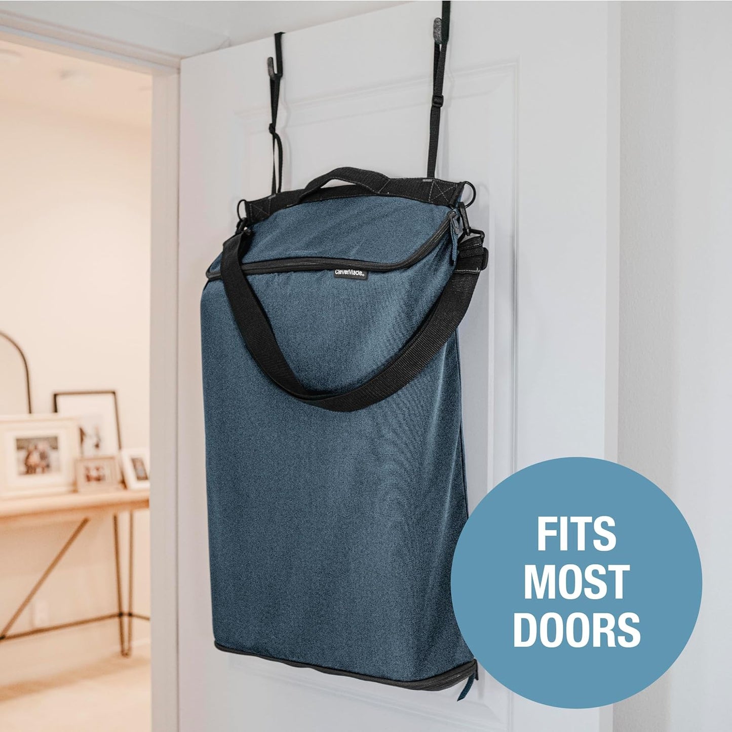 CleverMade Convertible Laundry Hamper Bag - Shadow Gray Stone holds 21.5L / 20 lbs 1 Compartment - Storage with Handles for Home Organization