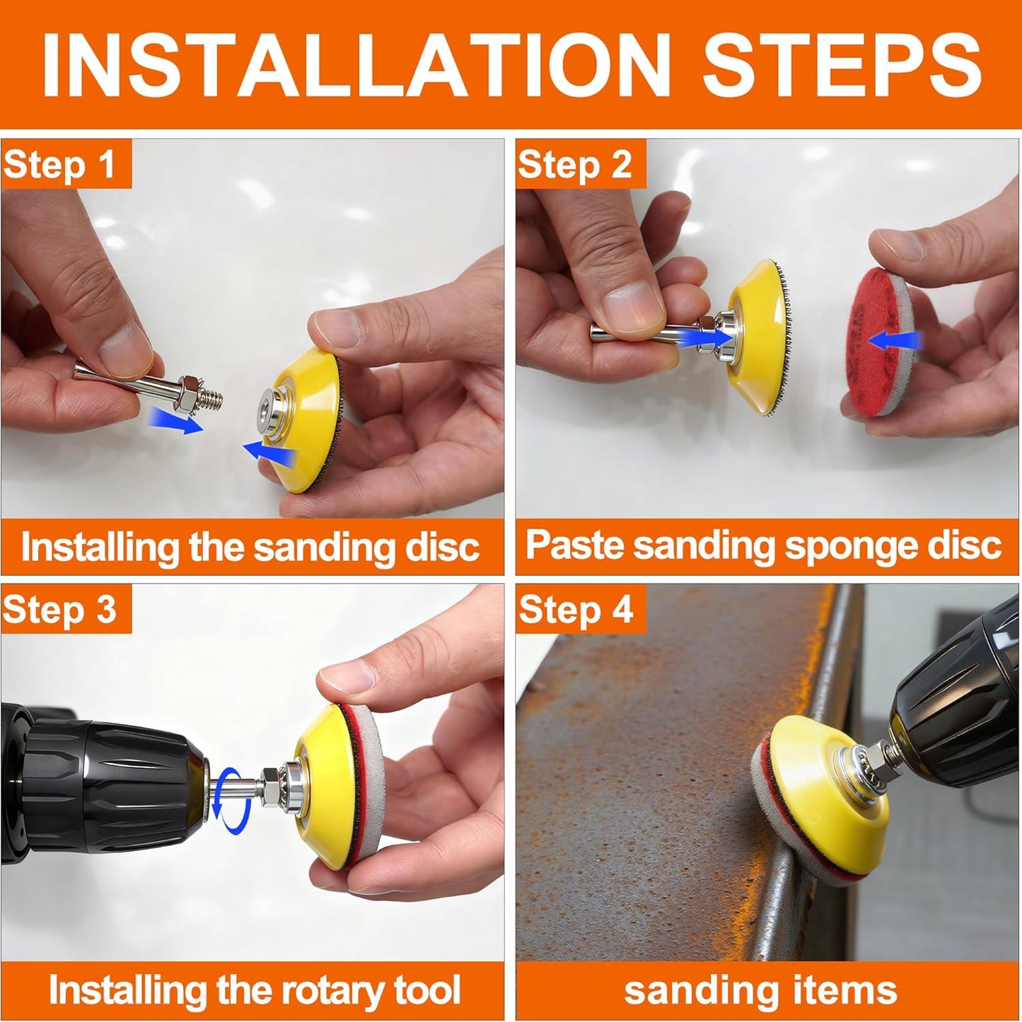 64 PCS 2 Inch Sanding Disc Pad,Hook and Loop Sanding Pads 180 to 3000 Wet Dry Sponge Sandpaper with 1/4??Shank for Drill Sanding Grinder Rotary Tools Curved Surface Polishing and Sanding