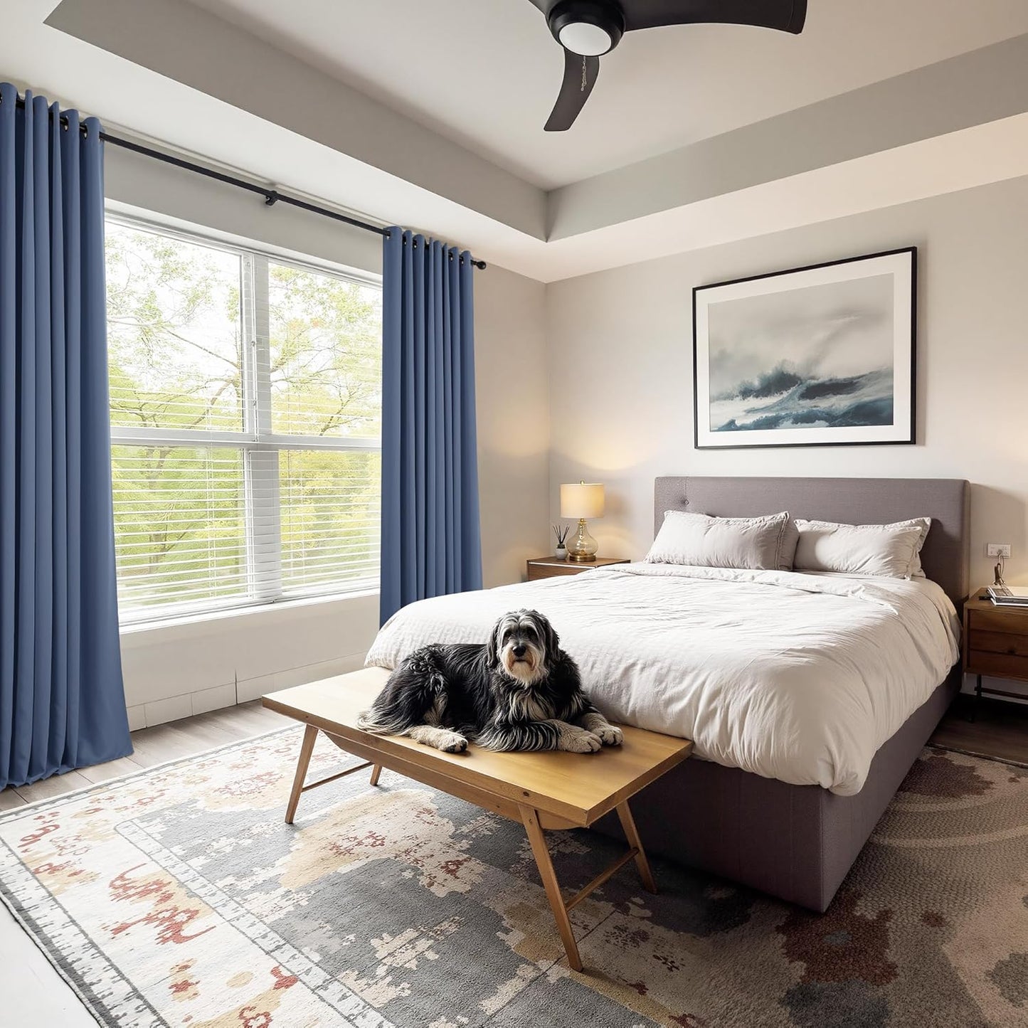 PONY DANCE Small Curtains for Door Windows, Blackout Thermal Insulating Drapes for Home Theatre Bathroom Kitchen Basement Cafe RV Camper Windows Blinds, Wide 29 x Long 30, Blue Haze, 1 Pair