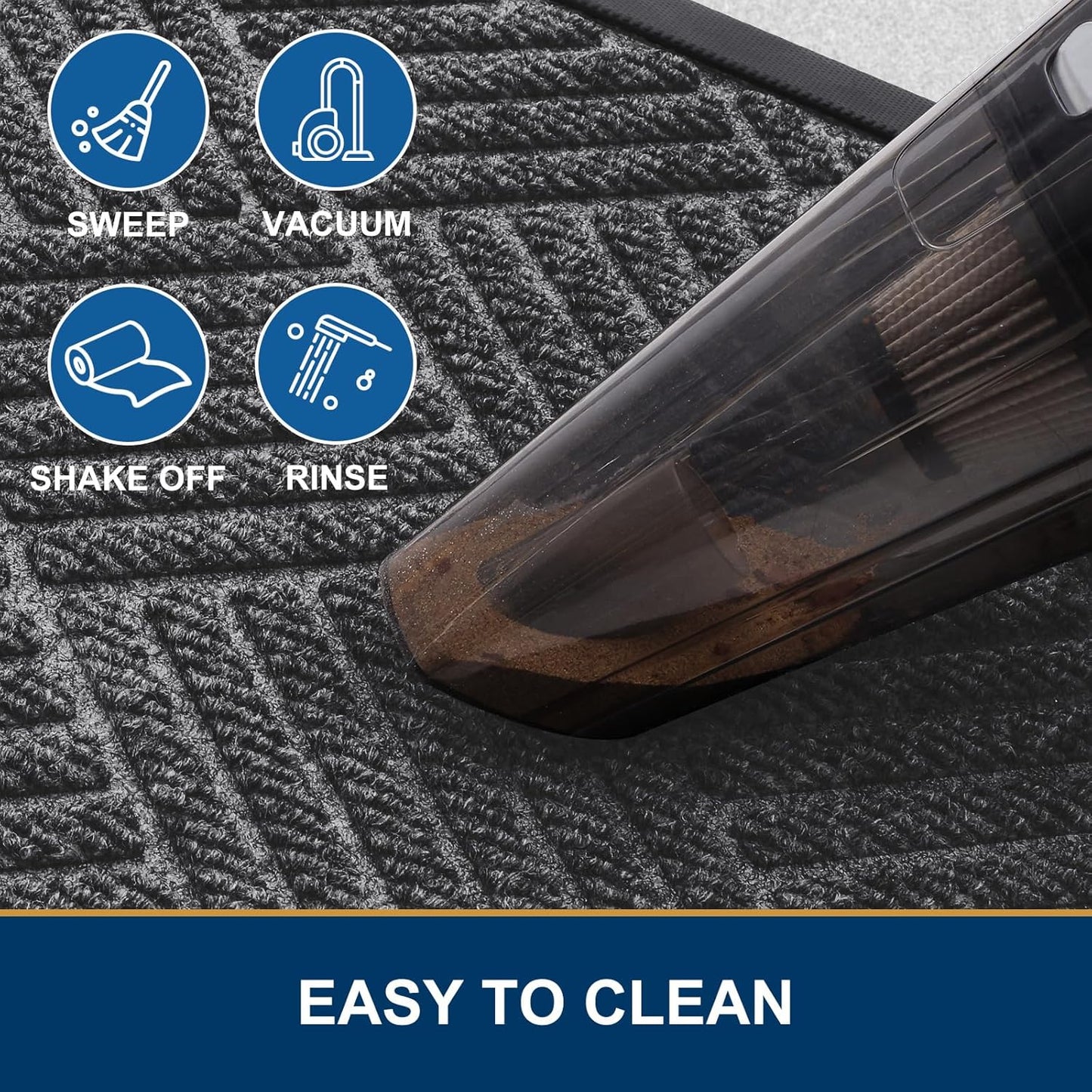 Smiry Front Door Mat Outside Entrance, Heavy Duty Outdoor Indoor Mat, Natural Rubber Doormat, Non Slip, Trap Dirt and Moisture, Easy Clean, Low Profile Patio Porch Entryway Mat, 59x23, Light Grey