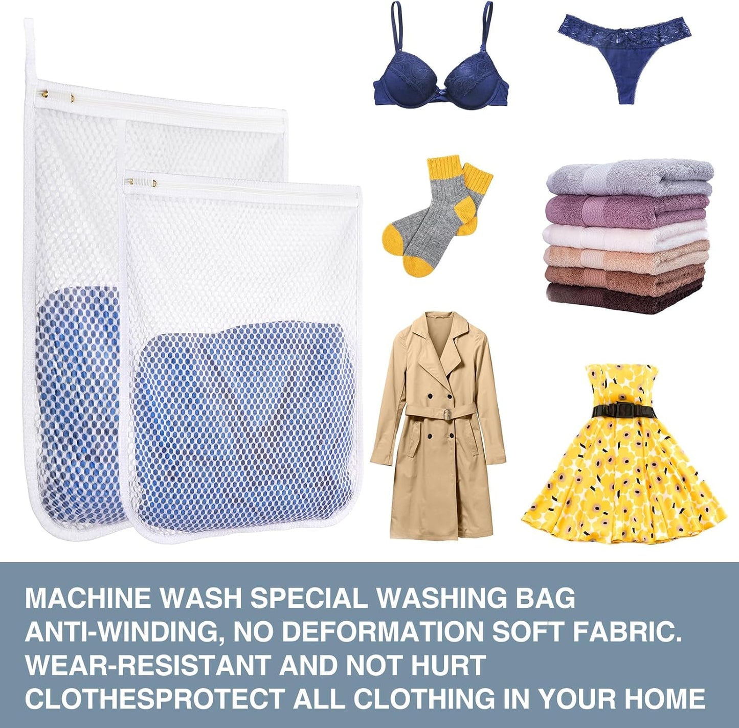 3 pcs Durable Honeycomb Mesh Laundry Bags for Delicates 12" x 15" (3 Medium)