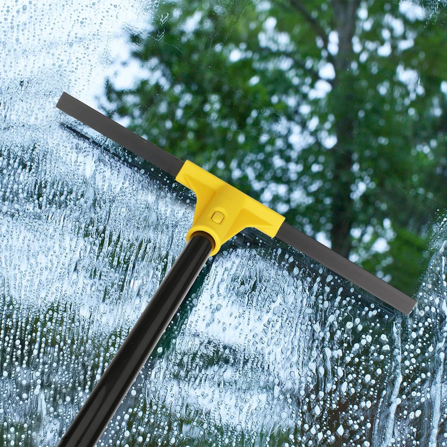 Squeegee Broom for Floor, 18'' Heavy Duty Rubber Wiper with 60'' Long Handle for Bathroom Tile