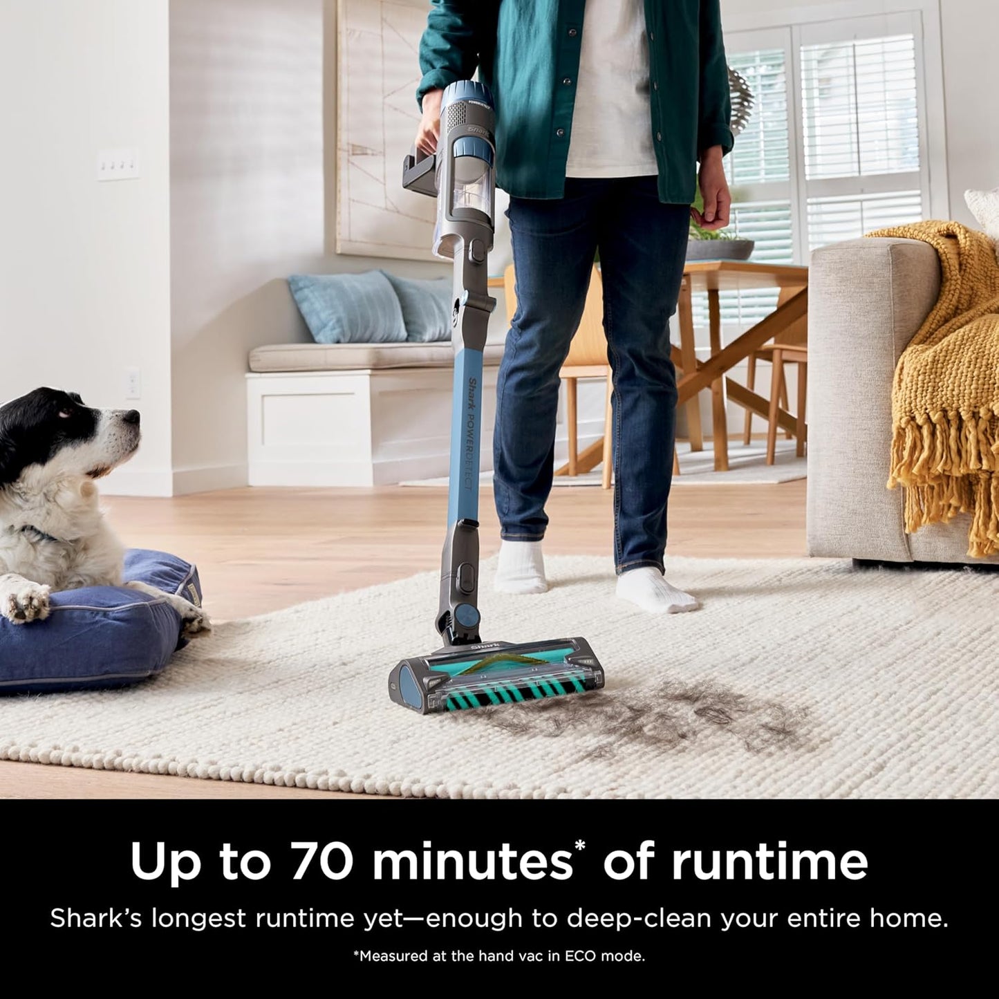 Shark PowerDetect Cordless Stick Vacuum, Powerful Suction, HEPA Filtration, Carpet & Hard Floor, Portable, Stick Vacuum for Pet Hair, Java Ice Blue, IP1255