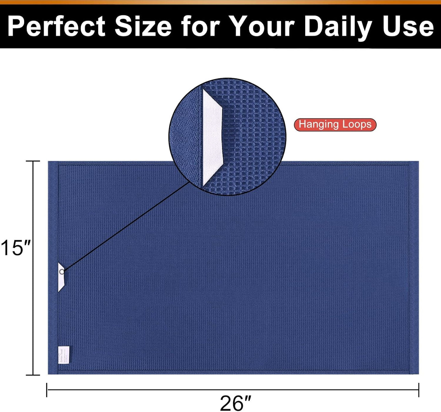 Homaxy 100% Cotton Waffle Weave Kitchen Towels - 4 Pack Soft and Absorbent Dish Towels - 16 x 26 Inches Quick Dry Hand Towels - Blue