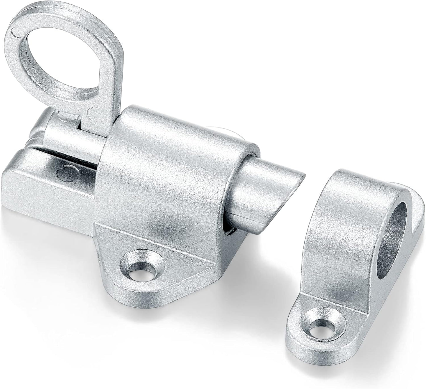 6 Packs Self-Closing Latches,Silver Gray Spring Door Lock,Resilient Bolt Latch Aluminum Alloy Safety Automatic Spring Barrel Slide Door Lock with Screws,Used for Gate,Window and Cabinet etc