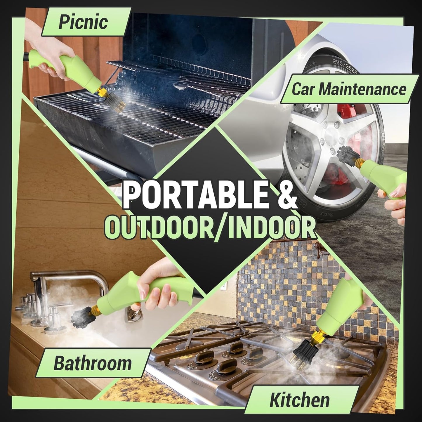 2500W Portable Handheld Steam Cleaner for Car, Large Capacity 10s Fast Heating Steamer for Cleaning with 9 Pieces Accessories, Heavy Duty Plug-and-Play Steam Cleaner for Home|Car|Kitchen|More