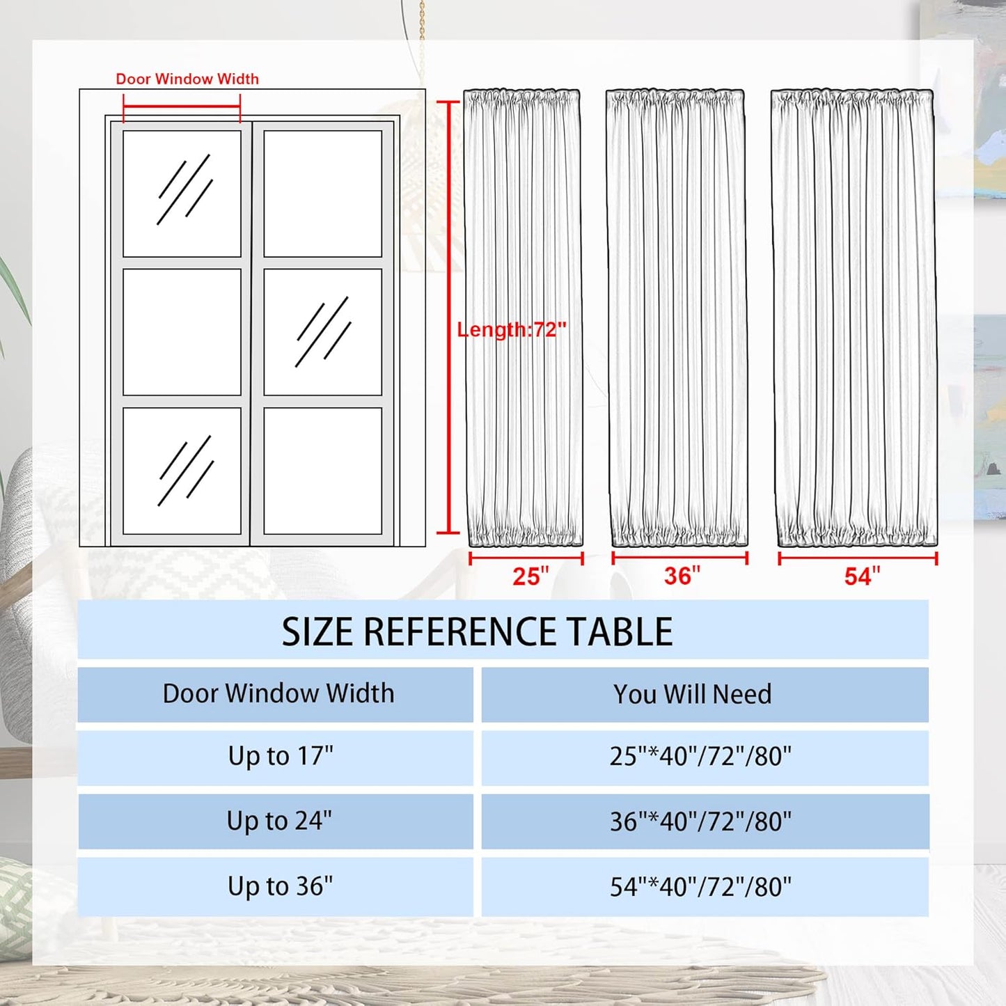 DWCN French Door Curtains – Rod Pocket Thermal Blackout Curtain for Doors with Glass Window, Kitchen and Patio Doors for Privacy, 54 X 72 Inches Long, 1 Curtain Panel with Tieback, Light Beige