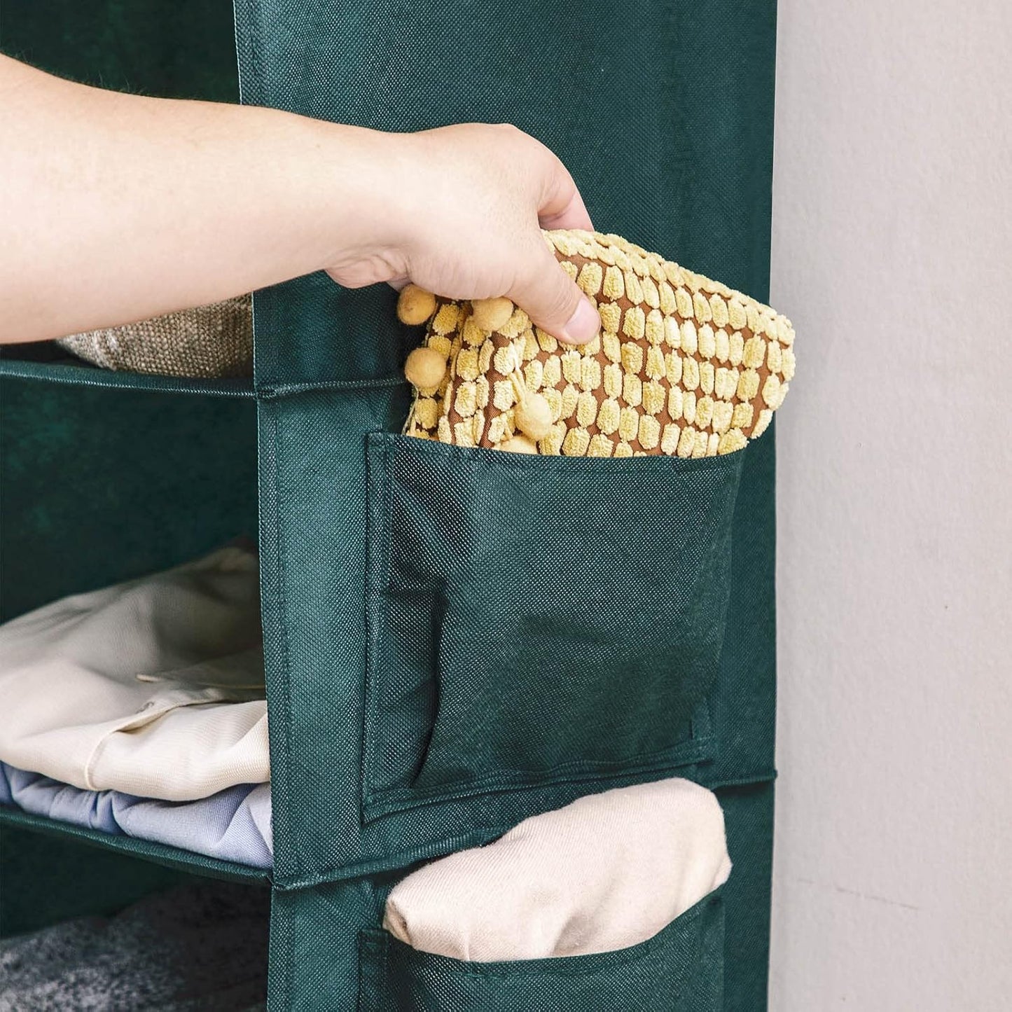 YOUDENOVA Hanging Closet Organizer, 6-Shelf Closet Hanging Storage Shelves, Green