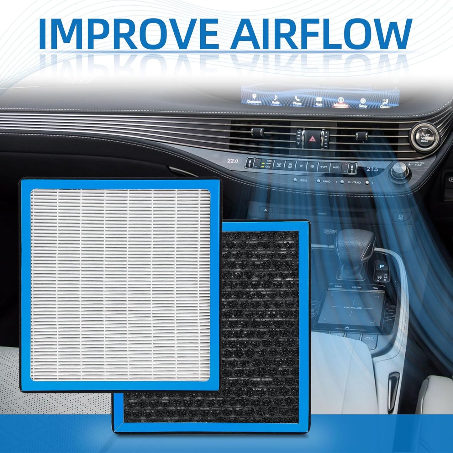 HEPA Cabin Air Filter With Activated Carbon Replacement CF10138 Compatible with Toyota Highlander 2001-2007,Lexus IS300 2001-2005 ,RX300 1999-2003.