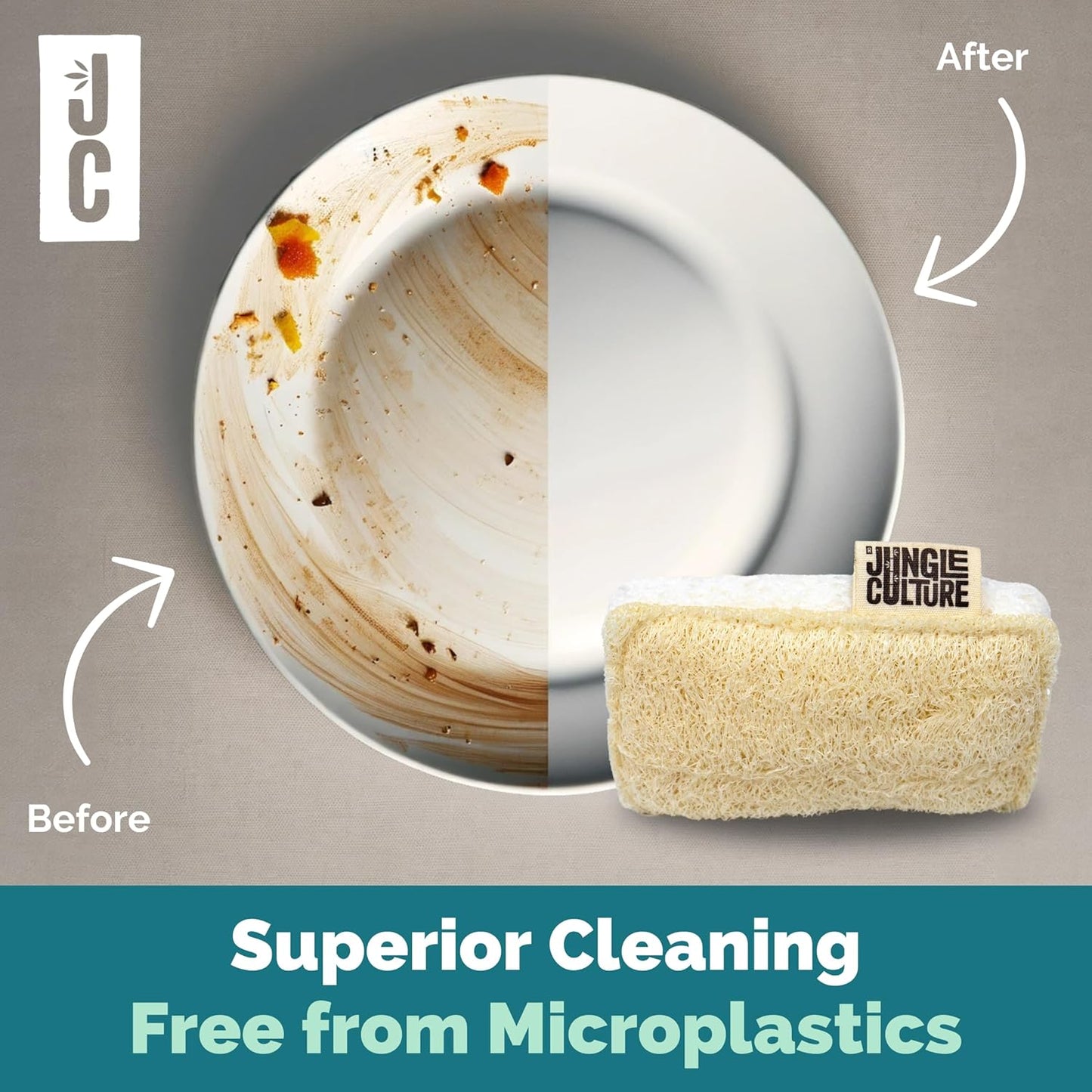 Jungle Culture Eco Sponge Set of 4 โข Eco Friendly Natural Dishwashing Sponges โข Non-Scratch, Biodegradable & Durable โข Double Sided Loofah Kitchen Scourer โข Compostable & Reusable Washing Up Sponges