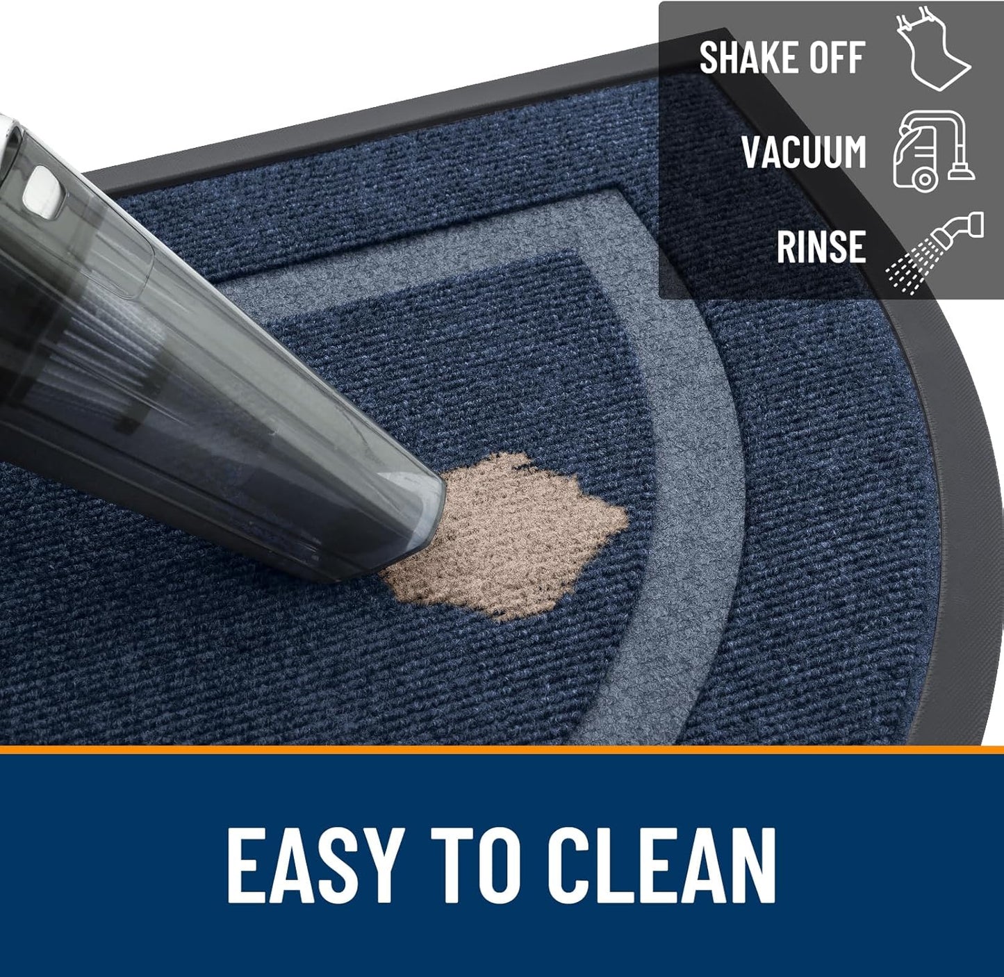 OLANLY Half Circle Door Mat Indoor Outdoor Entrance Welcome, Waterproof All-Season, All-Weather Doormat, Sturdy Natural Rubber, Low Profile, Easy Clean Patio Porch Entryway Mat, 47x23, Blue