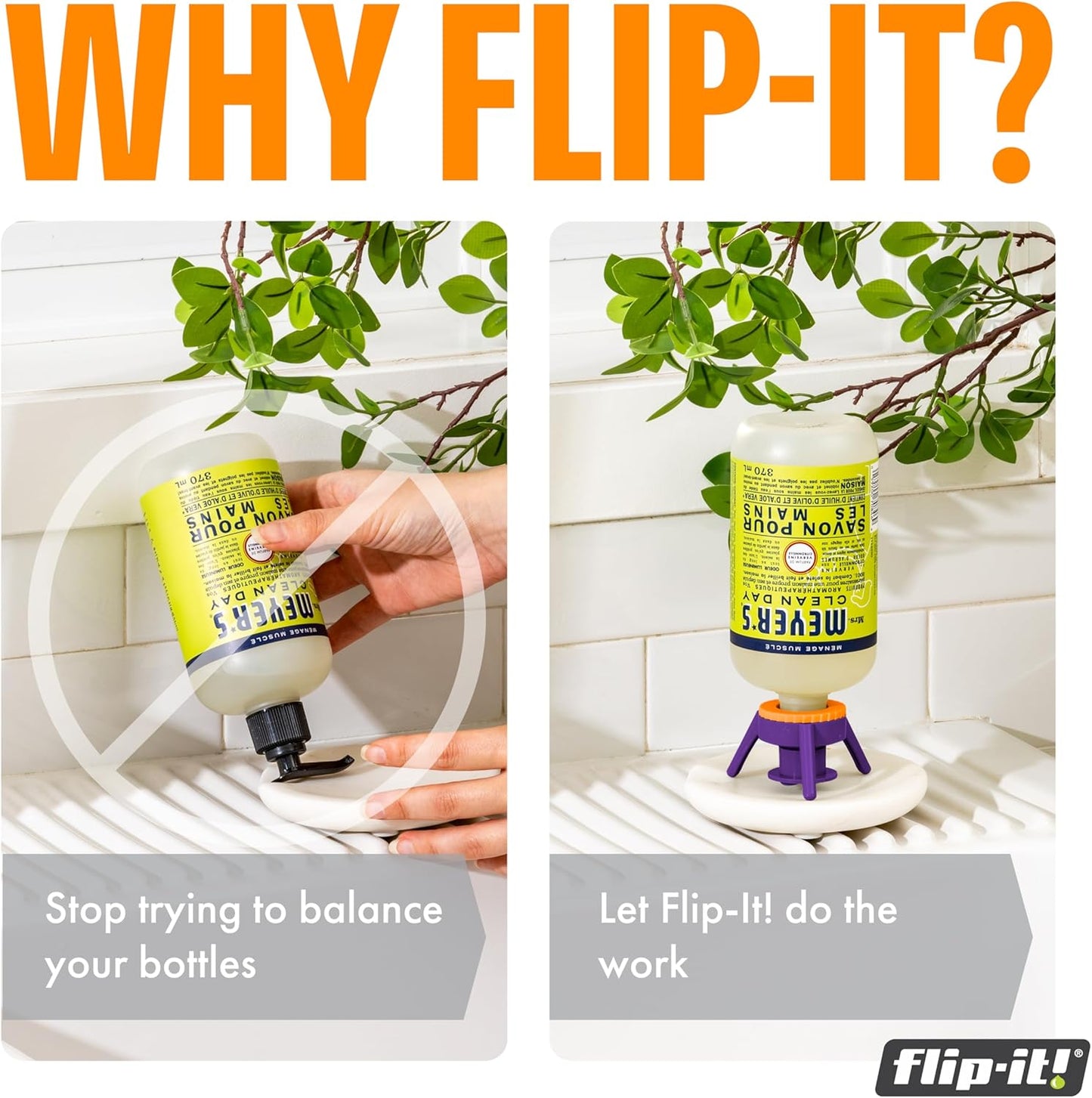 Flip-It! Bottle Emptying Kit โ 6 Bottle Pack - No more wasted product - Fits most plastic bottles โ 6 Base Caps, 6 Adapters โ Bright Color Edition