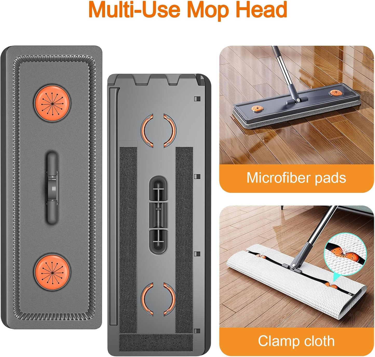 MOPALL Mop and Bucket with Wringer Set for Home, Hands-Free Flat Mop and Bucket Set for Floor Cleaning and Window Wall Cleaner, Wet and Dry Mop with 61" Long Handle and 4 Microfiber Pads