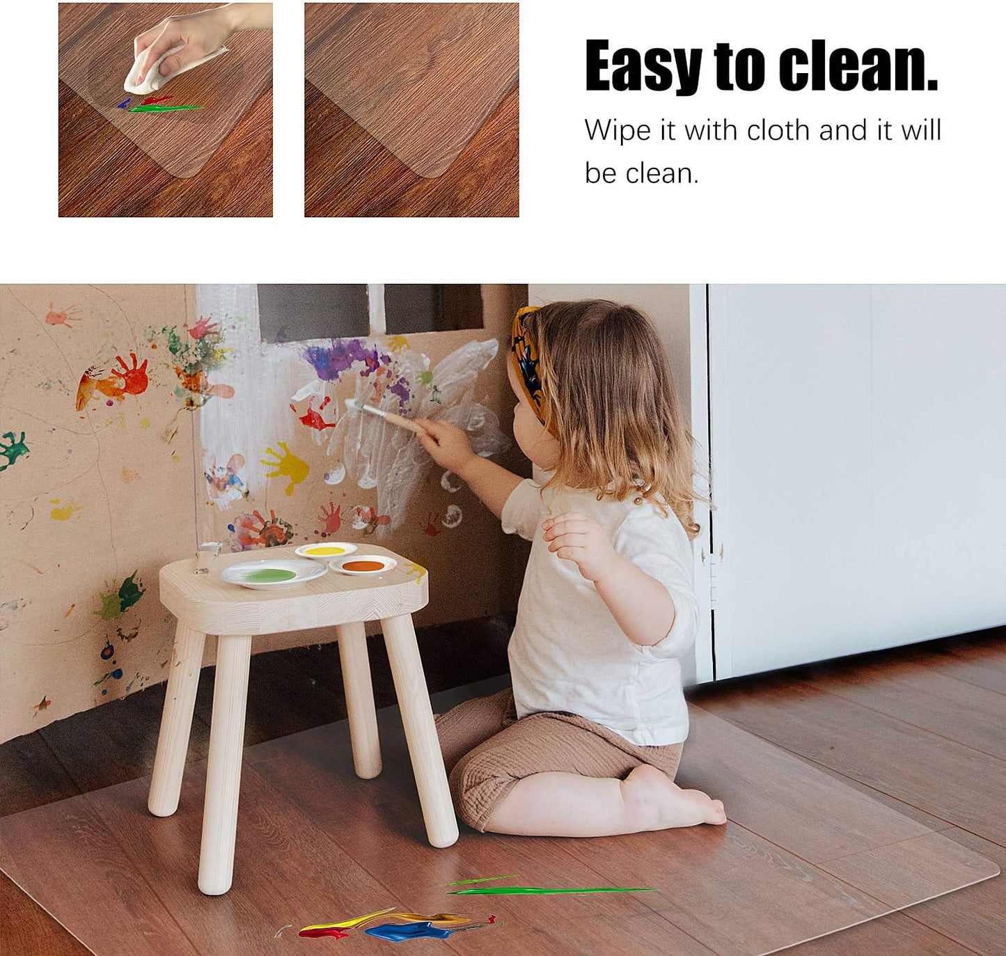 Kuyal Clear Chair Mat, Hard Floor Use, 57" x 44" Transparent Office Home Floor Protector mat Chairmats (57" x 44" Rectangle)