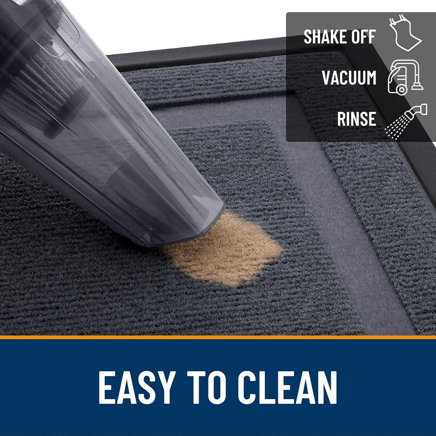 OLANLY Front Door Mat Indoor Outdoor Entrance, Waterproof All-Season, All-Weather Doormat, Sturdy Natural Rubber, Fade Resistant, Low Profile, Easy Clean Patio Porch Entryway Mat, 71x47, Light Grey