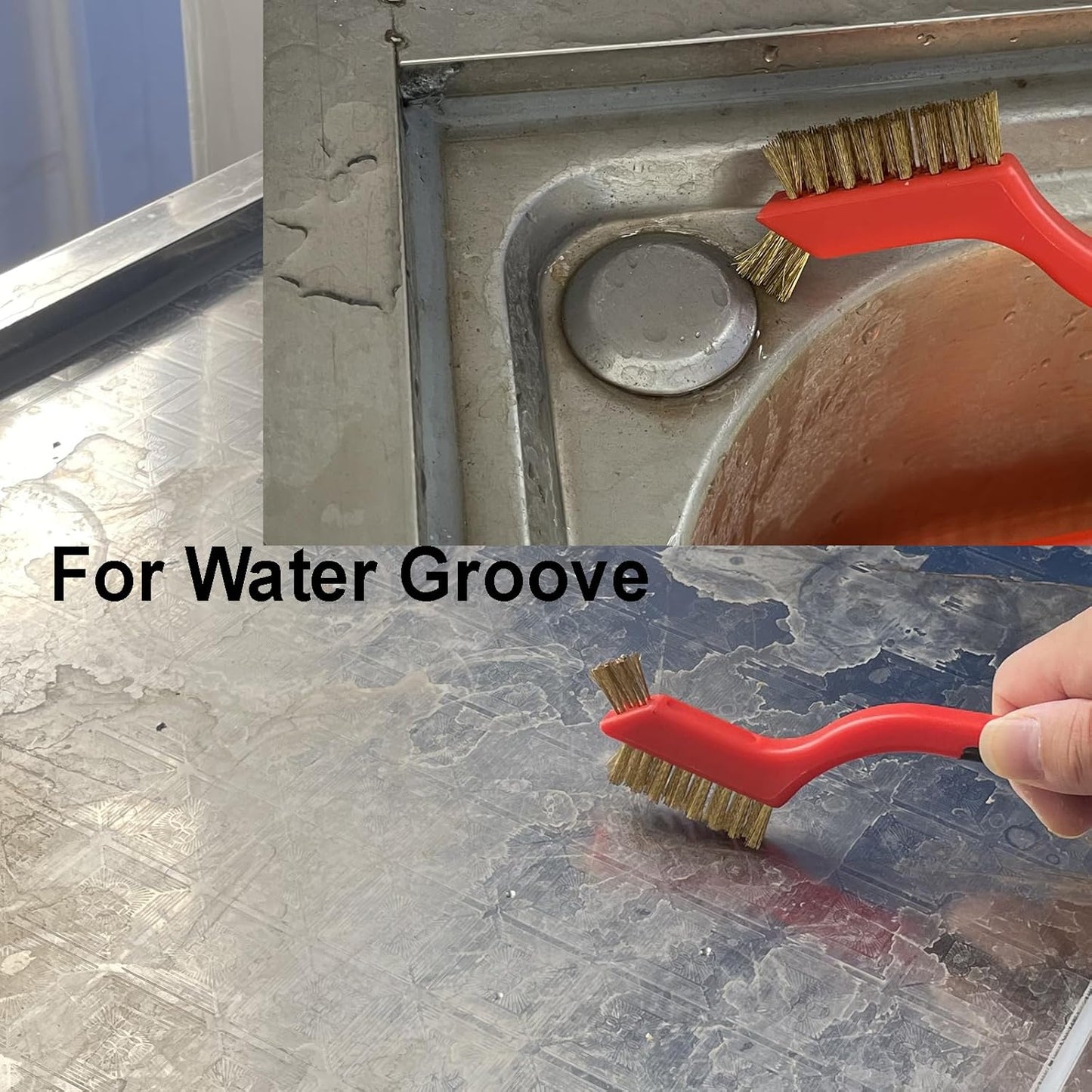 6Pcs Mini Wire Brush Set, Stainless Steel/Brass/Nylon Bristles Wire Brushes, Curved Handle Soft Grip for Rust, Dirt & Paint Scrubbing with Deep Cleaning โ 7 Inches (Red)