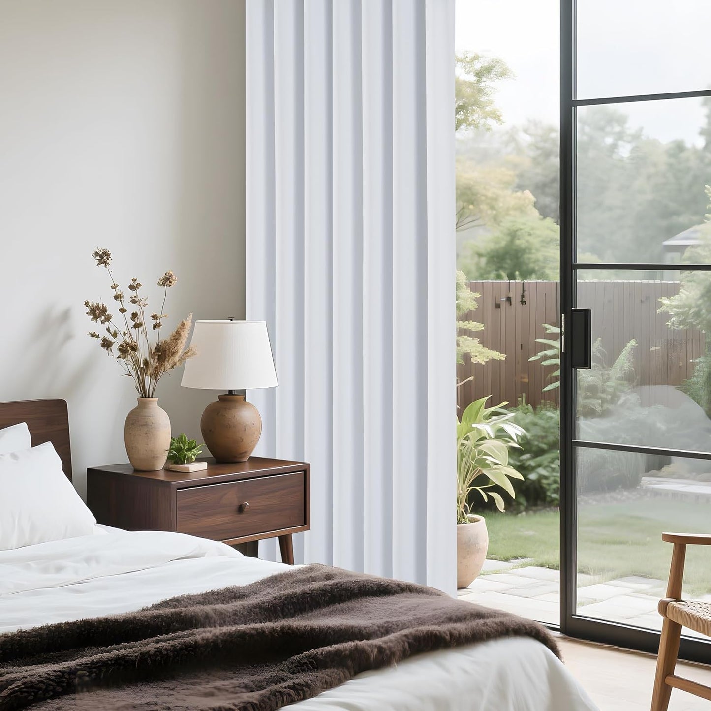 PONY DANCE White 100% Blackout Short Curtains for Kitchen Over Sink 36 inch Long 2 Panels Set, Black Out Small Window Curtains for Bathroom, Thermal Insulated Half Window Cafe Drapes, 34" W x 36" L