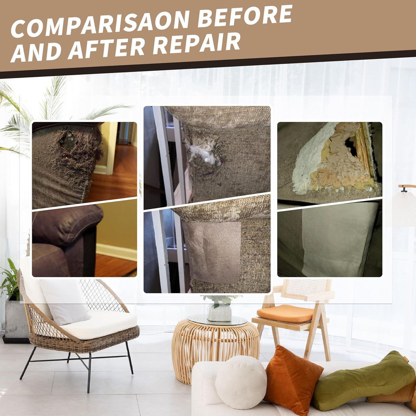 Velvet Repair Patch, Self-Adhesive Flannel Fabric Patch, Multi Colors, Microfiber Patch,Can be Used to Patch Sofas, Car Seats, Handbags, Jacket Holes and Tears (Khaki)