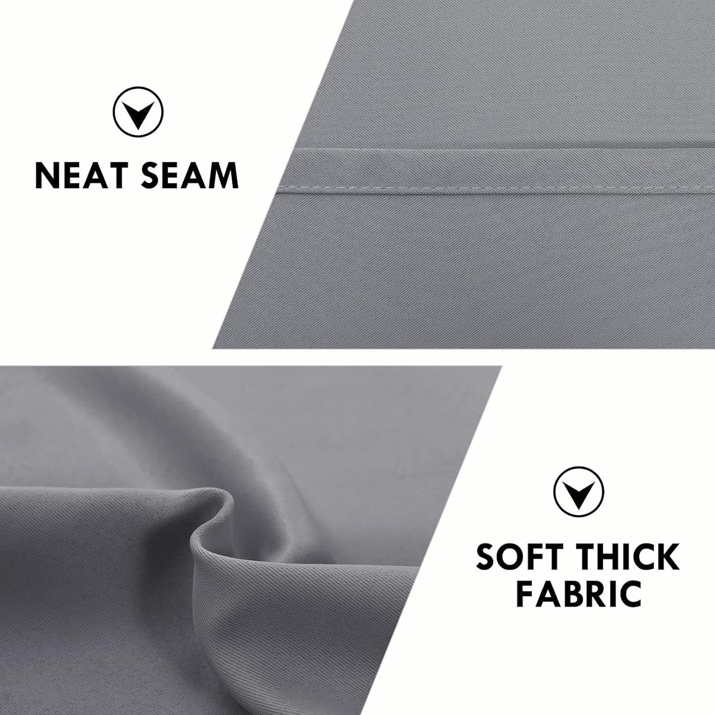 DWCN Blackout Curtains for Living Room Thermal Insulated, Energy Saving & Noise Reducing Bedroom Curtains, Grey, W 70x L 84 Inch, Set of 2 Rod Pocket Curtain Panels