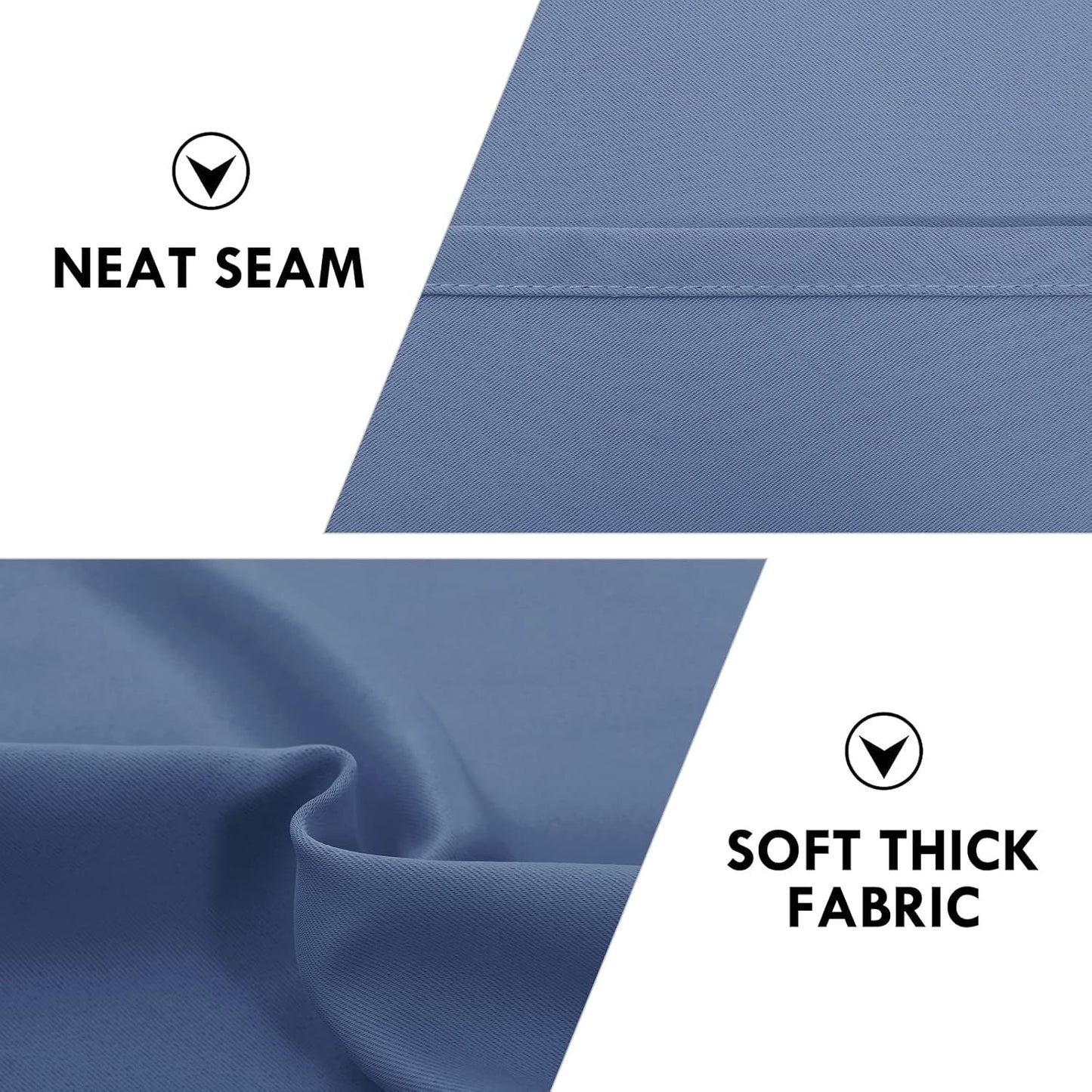 DWCN Blackout Curtains – Thermal Insulated, Energy Saving & Noise Reducing Bedroom and Living Room Curtains, Dusty Blue, W 38x L 63 Inch, Set of 2 Rod Pocket Curtain Panels