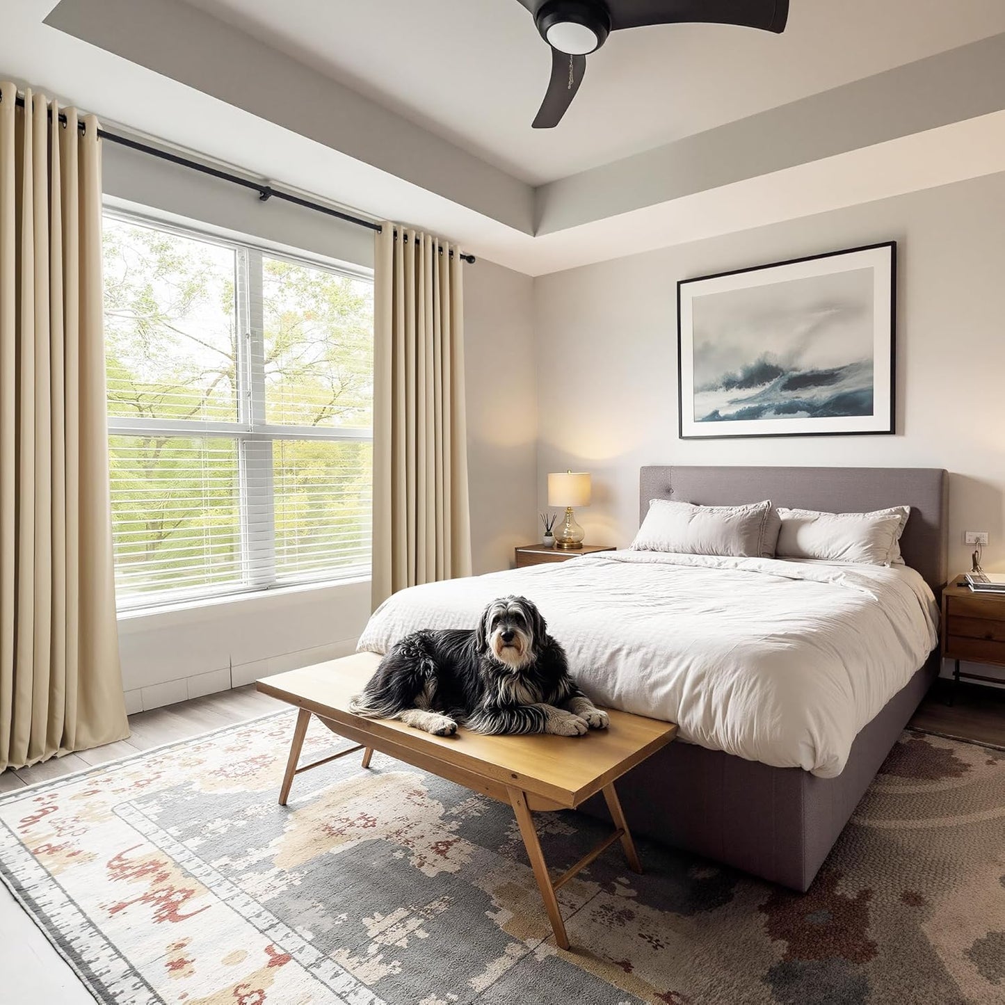 PONY DANCE Biscotti Beige Short Blackout Curtains for Kitchen 45 Inch Length, Thermal Insulated Grommet Curtains for Bedroom, Black Out Drapes for Bathroom Small Window (2 Panels Set, 34 inches Wide)