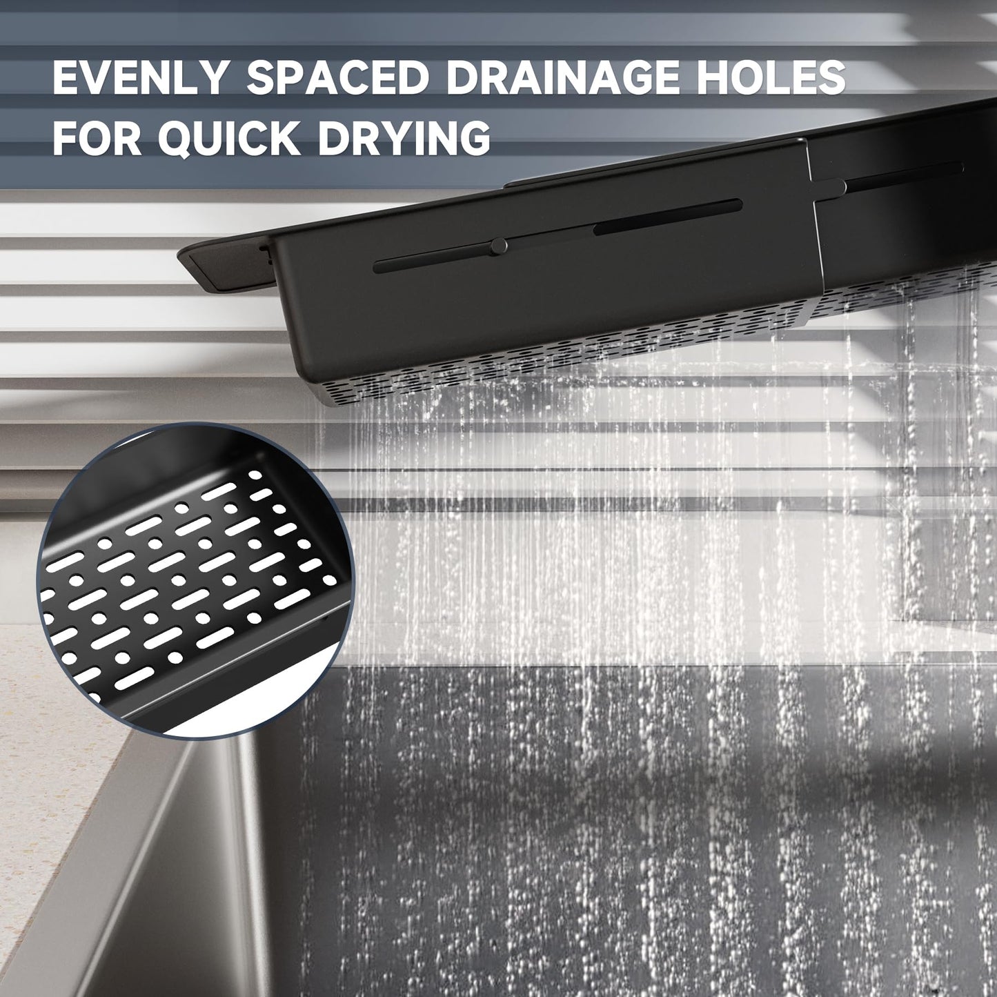 NiHome Extendable Kitchen Sink Caddy, Small Brush Sponge Storage Holder