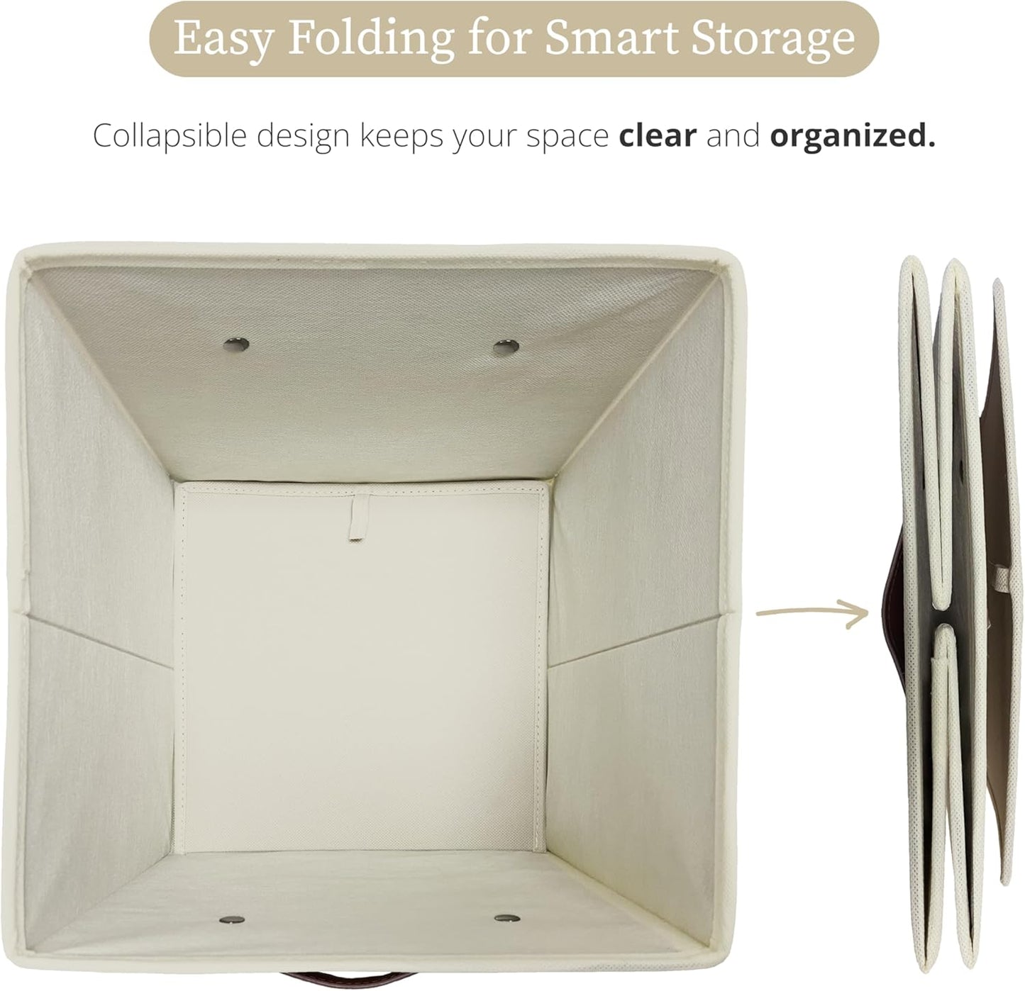 DECOMOMO Storage Bins, Cube Storage Bin with Labels, Fabric Storage Cubes for Shelves (10.5" x 11" / 2pcs, Beige)