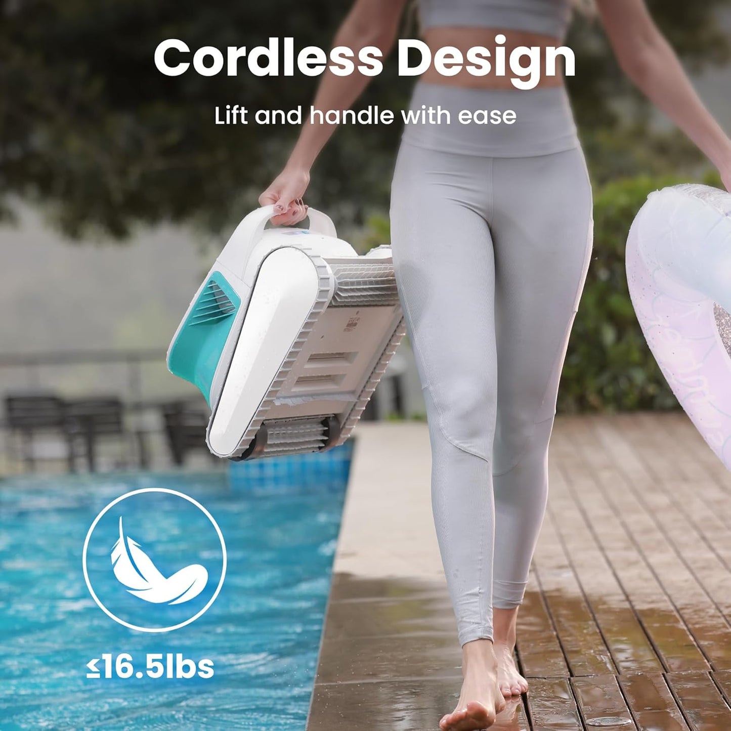 Poolmate Hydro 3 All-in-one Pool Vacuum Robot, 200mins Runtime Cordless Pool Cleaner, 2 150W Brushless Motor+Floor/Wall/Waterline Scrubber Brush,Ideal for Inground/Above-Ground Swimming Pools